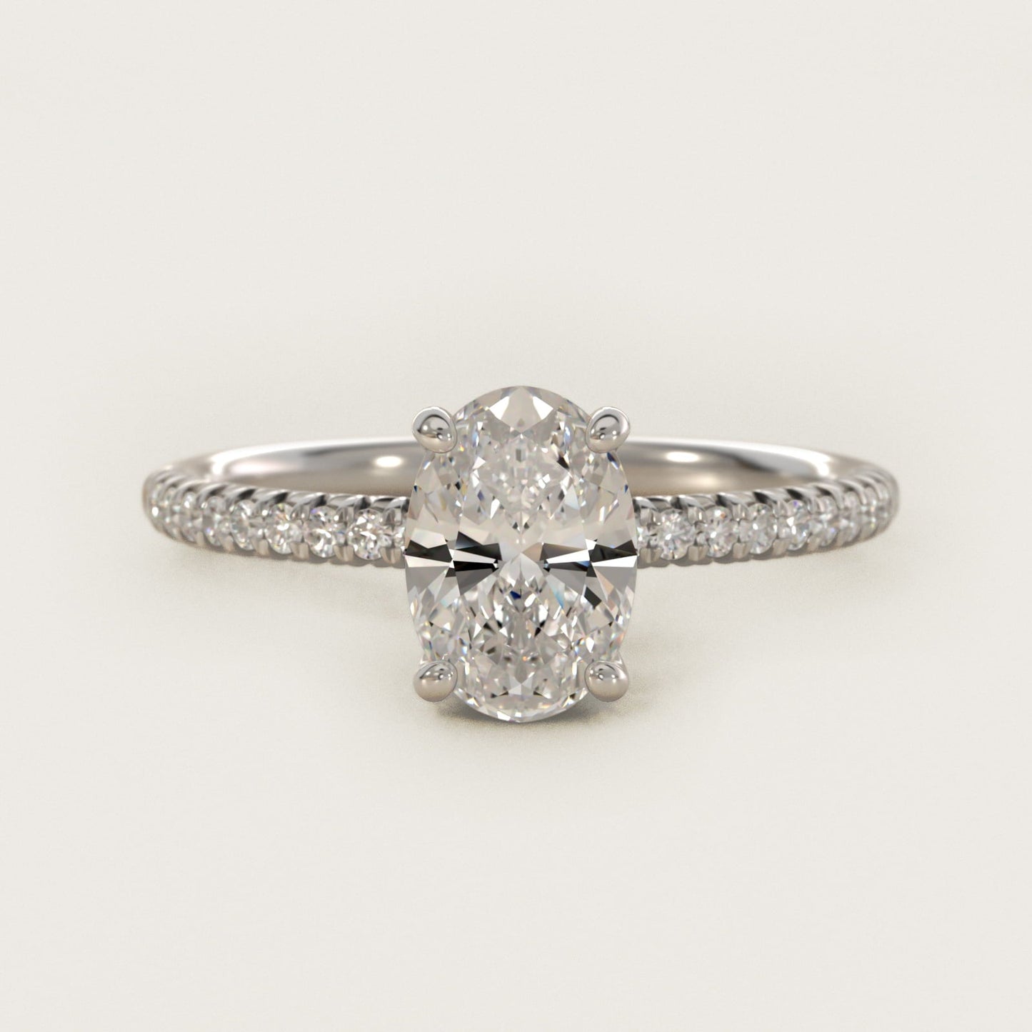 Petite Pav? Diamond Engagement Ring In 18k White Gold By James Allen - Oval Center