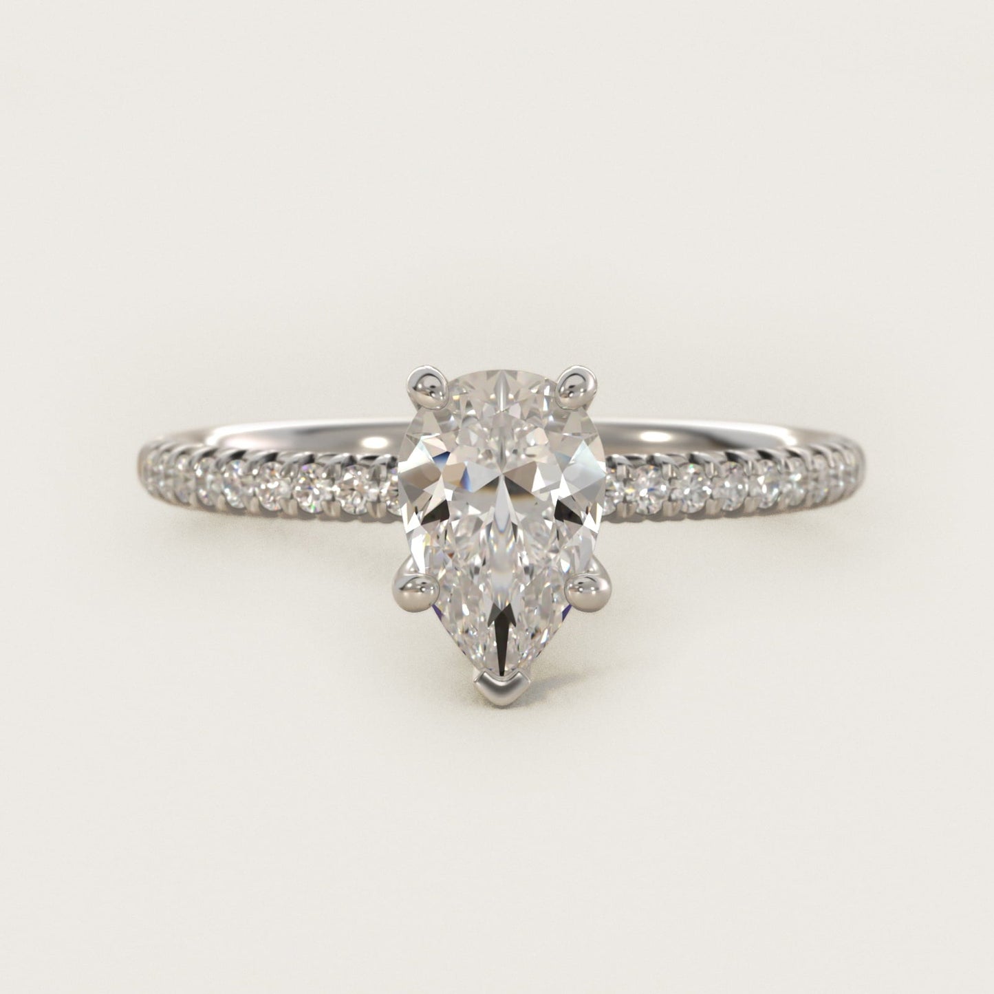Petite Pav? Diamond Engagement Ring In Platinum By James Allen - Pear Center