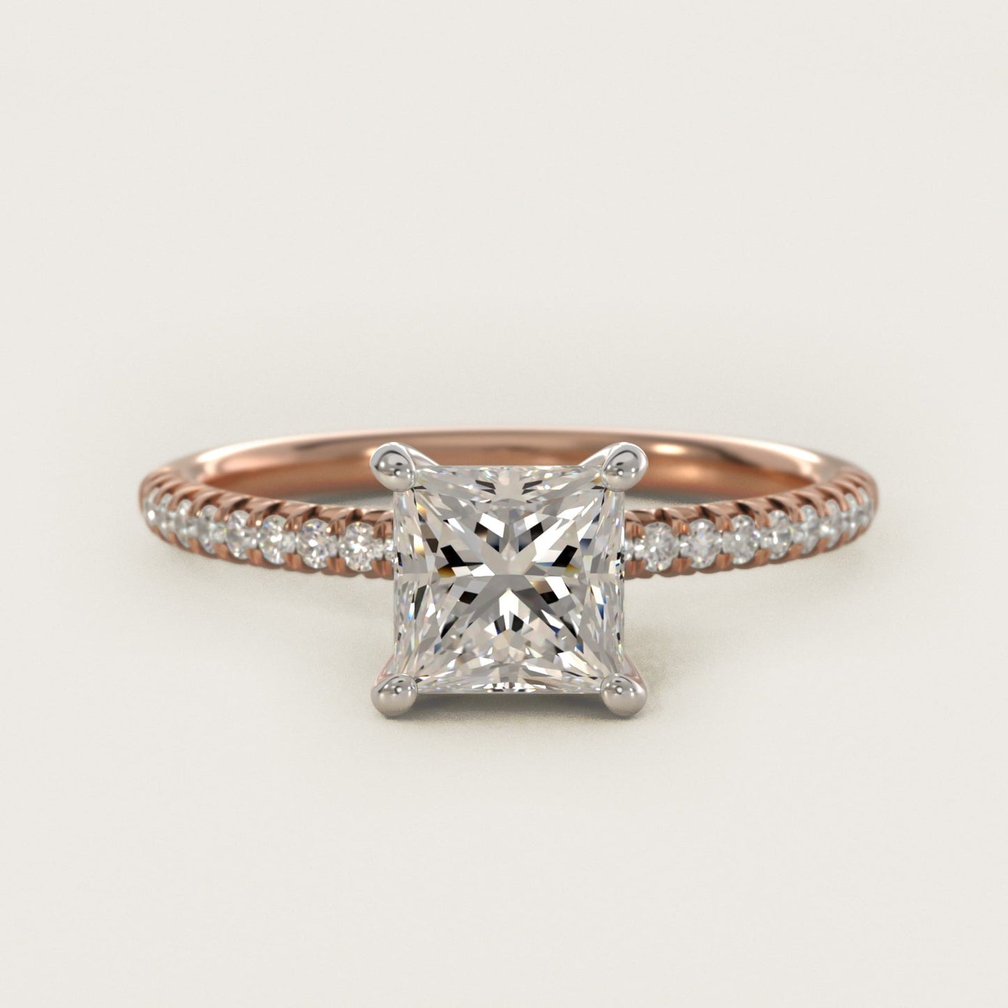 Petite Pav? Diamond Engagement Ring In 18k Rose Gold By James Allen - Princess Center