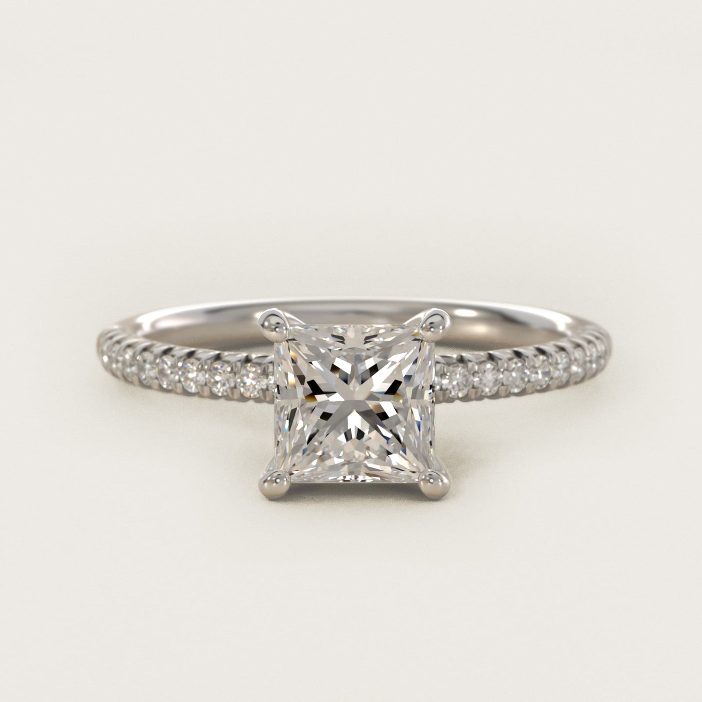 Petite PavŽ Diamond Engagement Ring In 14K White Gold By James Allen - Princess Center