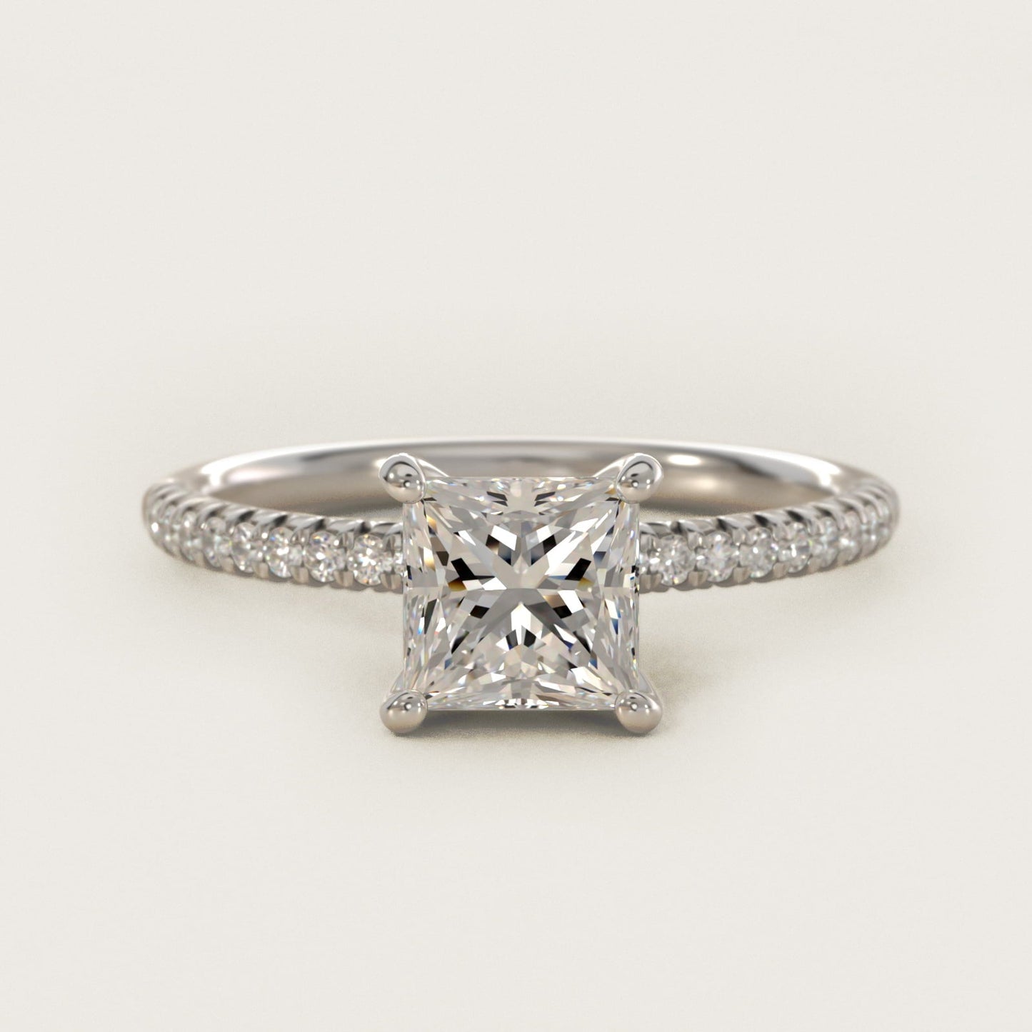 Petite Pav? Diamond Engagement Ring In 18k White Gold By James Allen - Princess Center