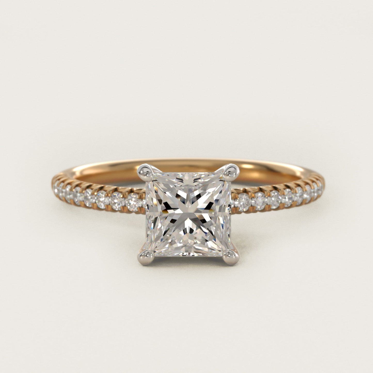 Petite PavŽ Diamond Engagement Ring In 14K Yellow Gold By James Allen - Princess Center