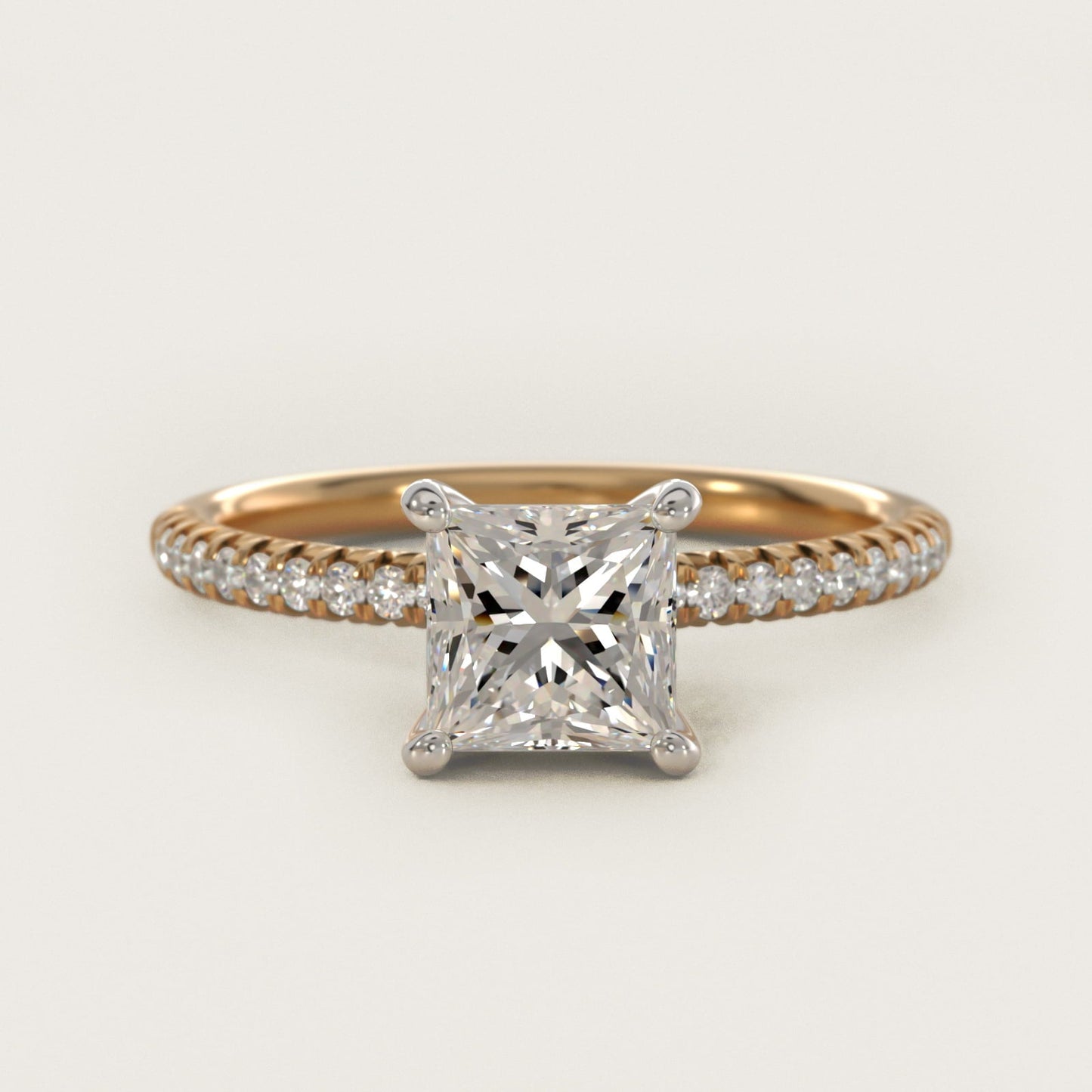 Petite Pav? Diamond Engagement Ring In 18k Yellow Gold By James Allen - Princess Center