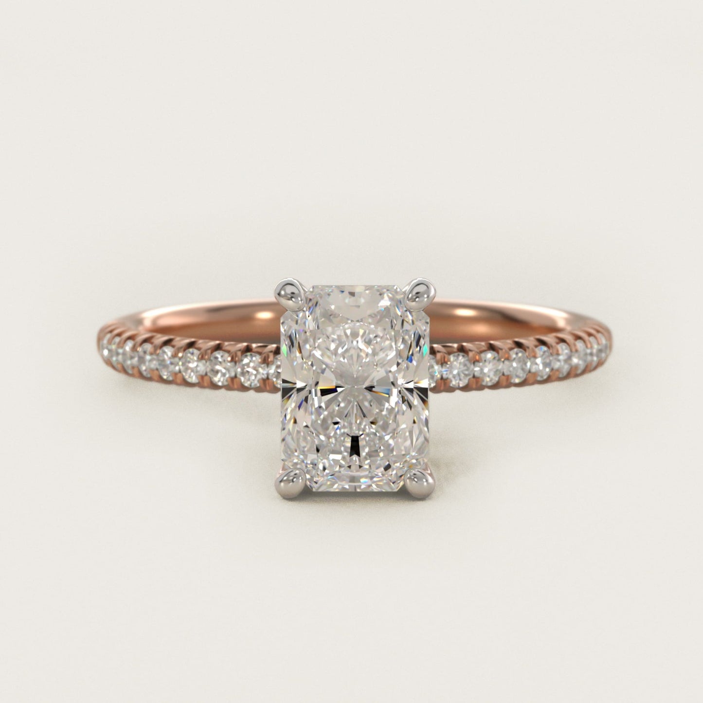 Petite Pav? Diamond Engagement Ring In 18k Rose Gold By James Allen - Radiant Center