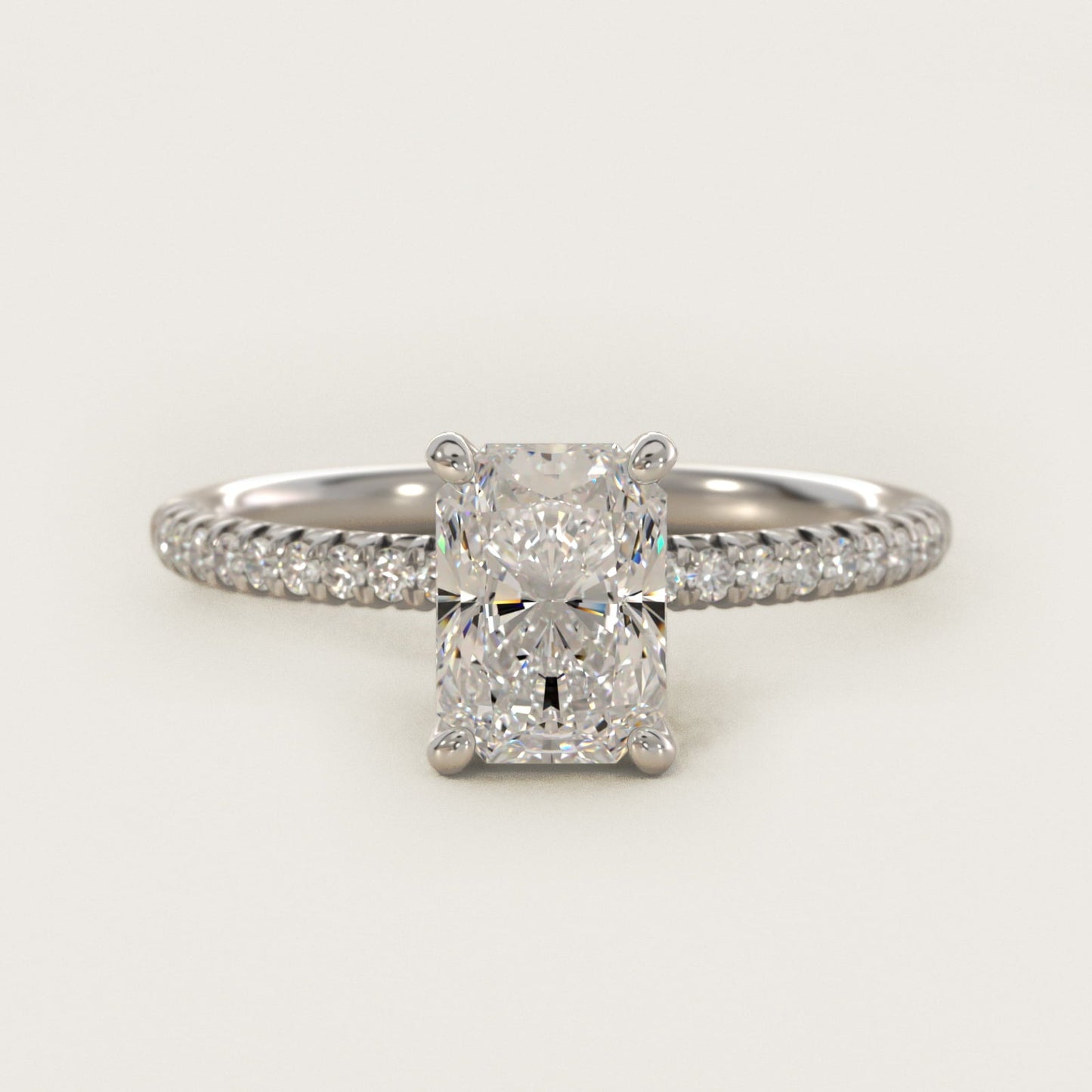 Petite Pav? Diamond Engagement Ring In 18k White Gold By James Allen - Radiant Center
