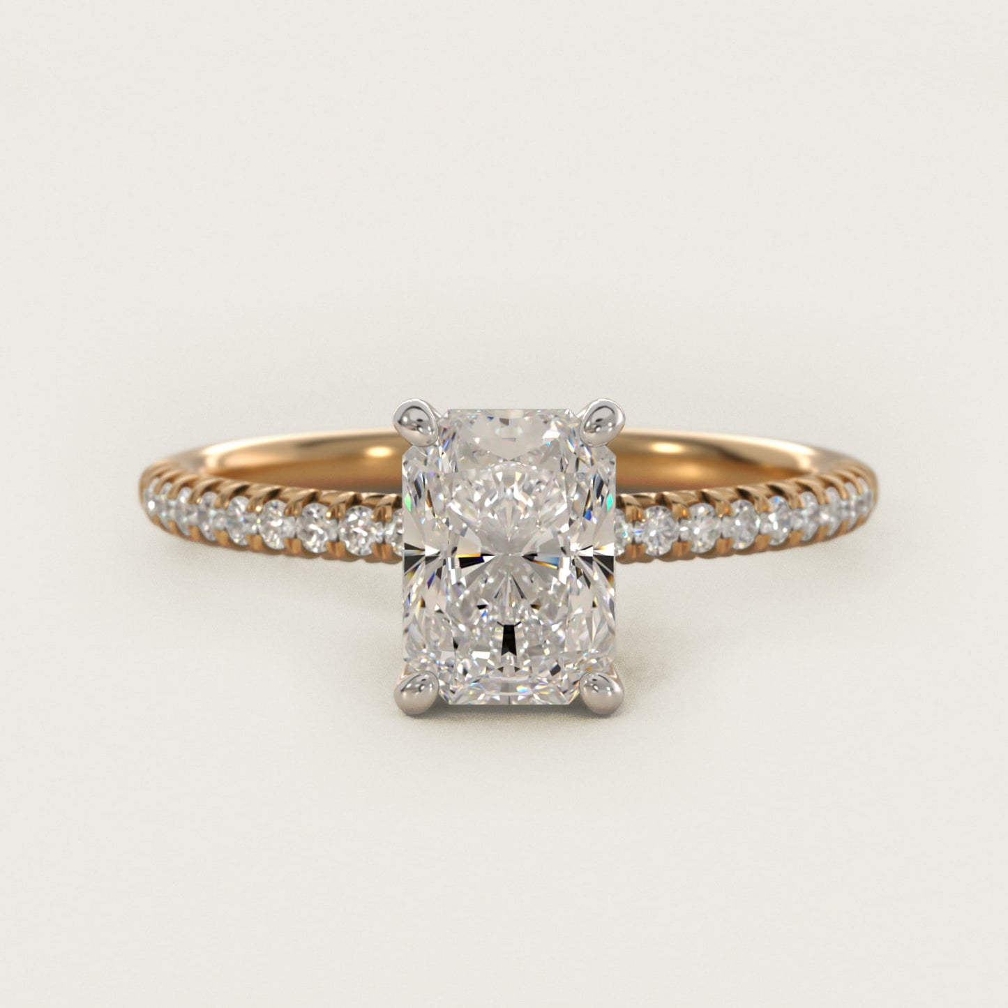 Petite PavŽ Diamond Engagement Ring In 14K Yellow Gold By James Allen - Radiant Center