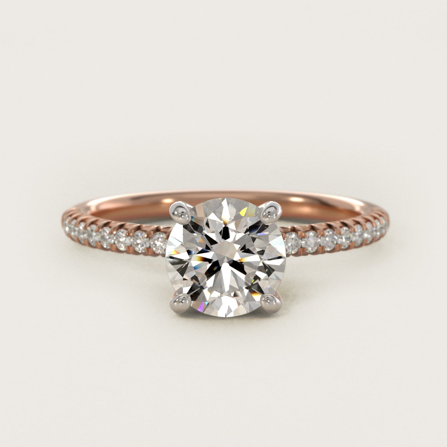 Petite PavŽ Diamond Engagement Ring In 14K Rose Gold By James Allen - Round Center