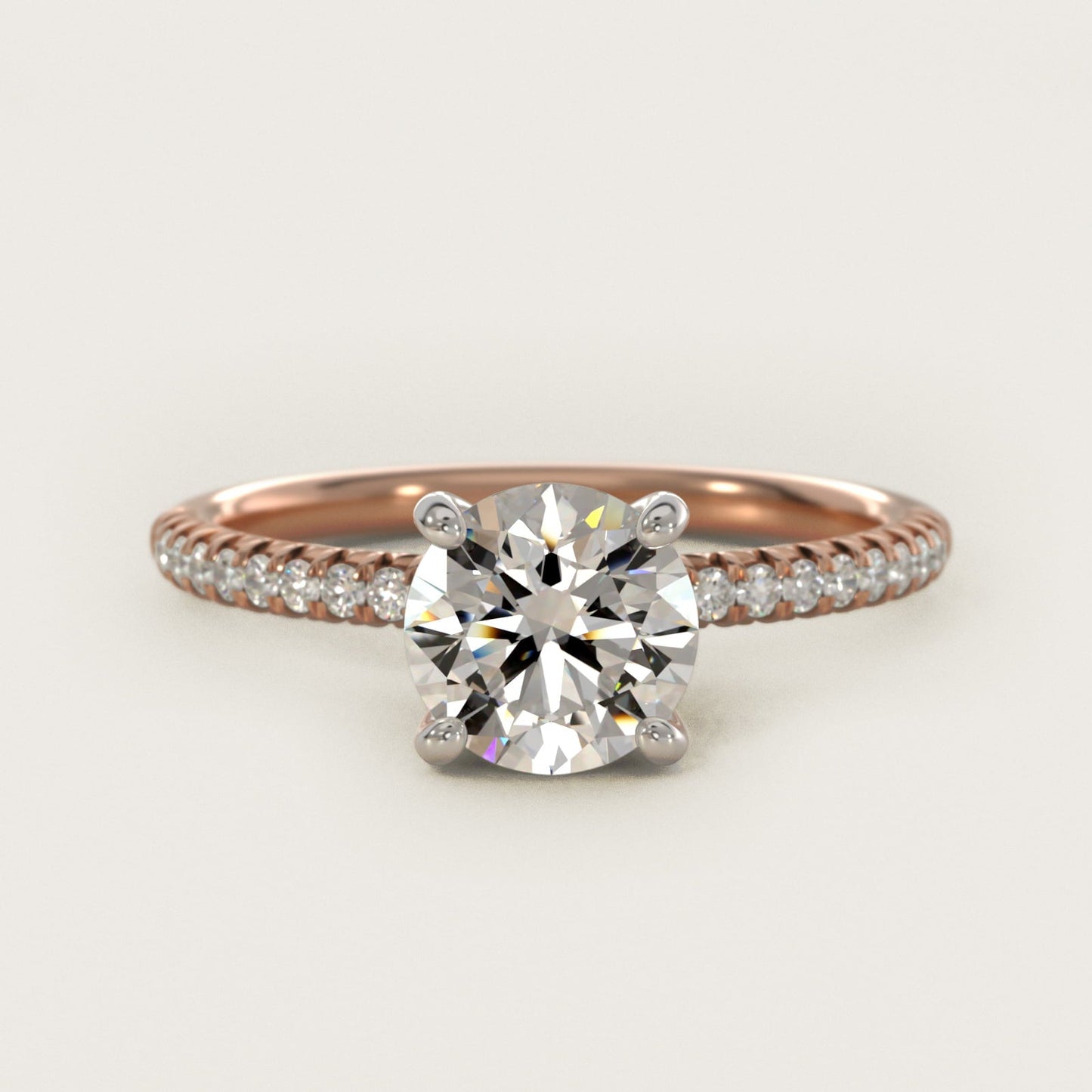 Petite Pav? Diamond Engagement Ring In 18k Rose Gold By James Allen - Round Center