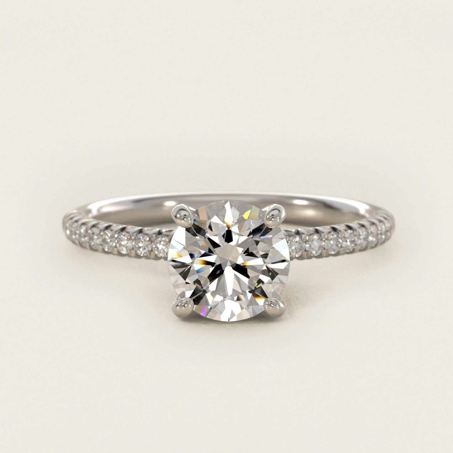 Petite Pav? Diamond Engagement Ring In 18k White Gold By James Allen - Round Center