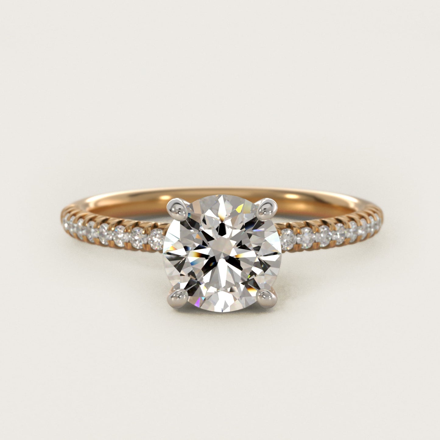 Petite PavŽ Diamond Engagement Ring In 14K Yellow Gold By James Allen - Round Center