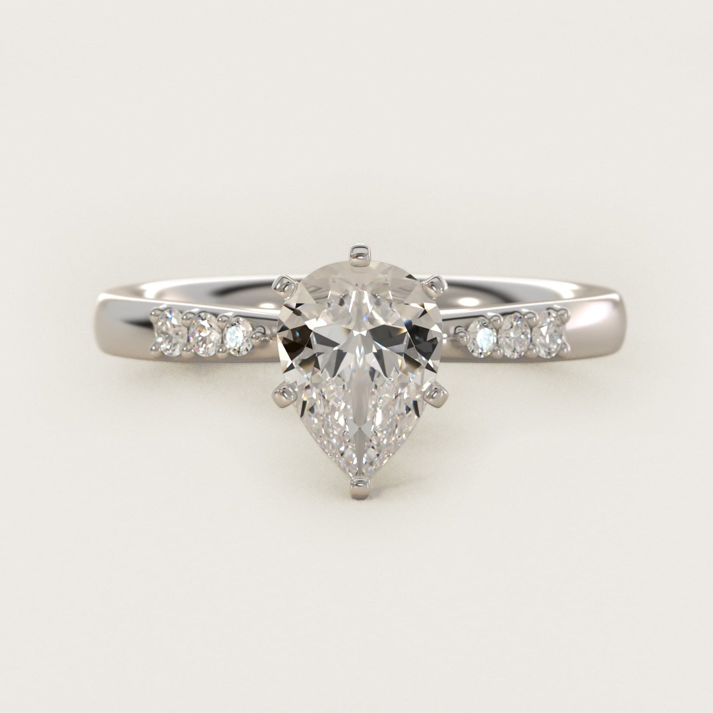 Petite Diamond Engagement Ring in 18k White Gold (1/10 ct. tw.) - Pear Center