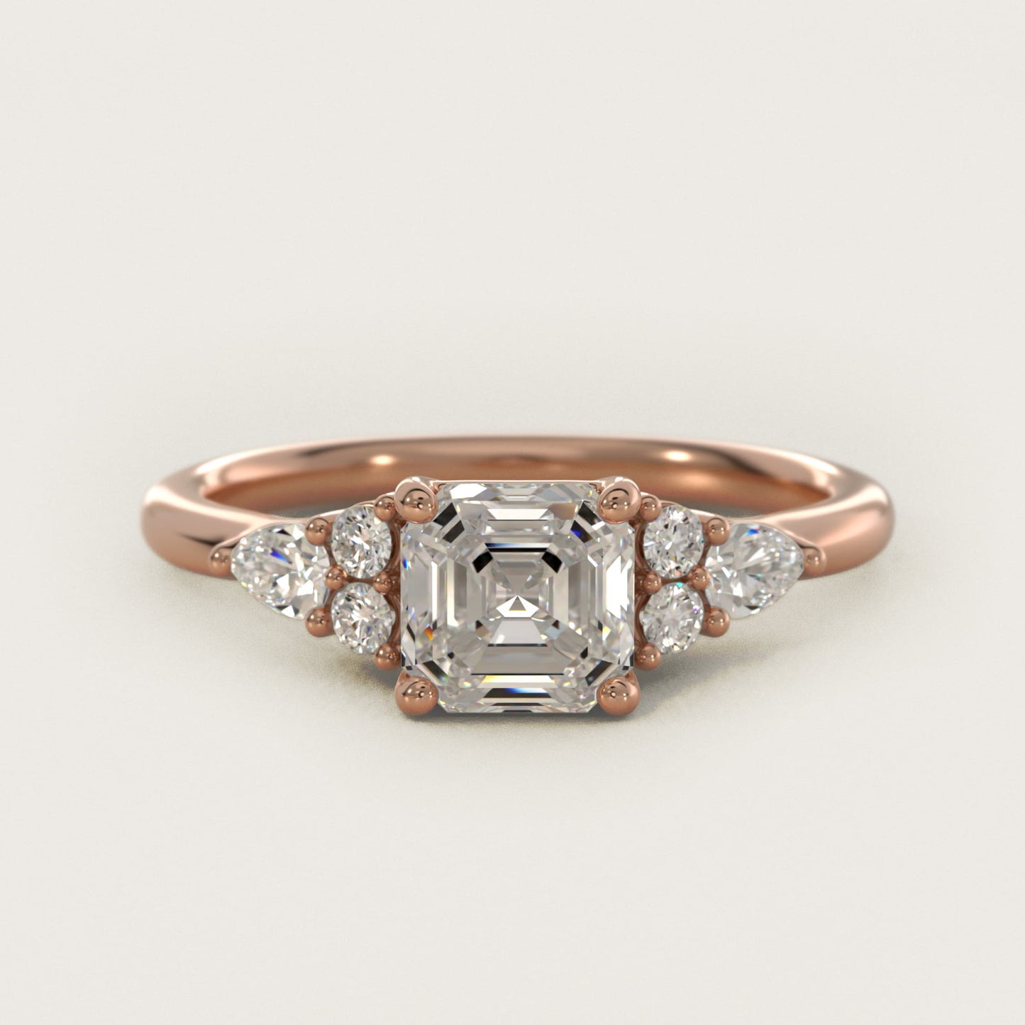 Petite Pear and Round Diamond Engagement Ring in 14k Rose Gold (1/4 ct. tw.) - Asscher Center