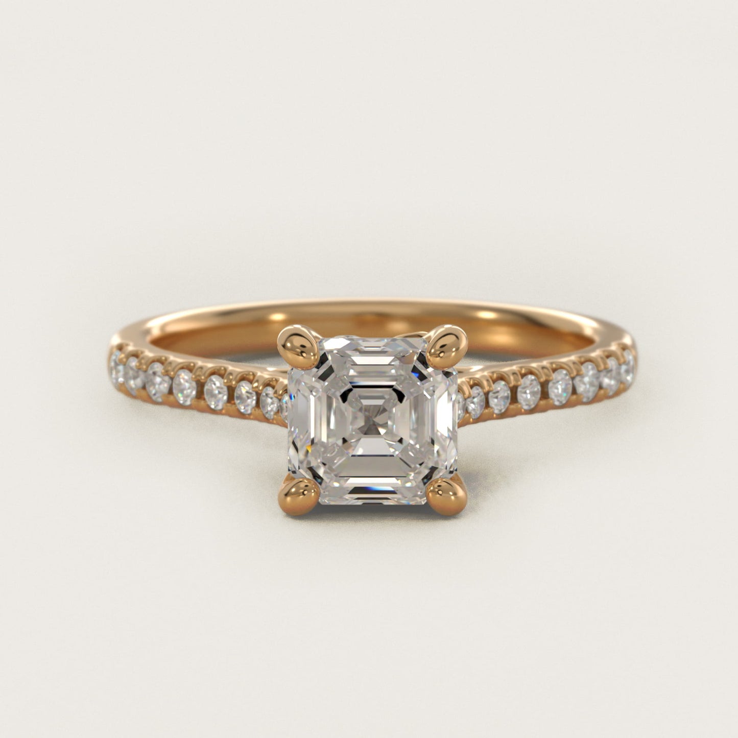 Petite Petal Diamond Engagement Ring in 18k Yellow Gold (1/10 ct. tw.) - Asscher Center