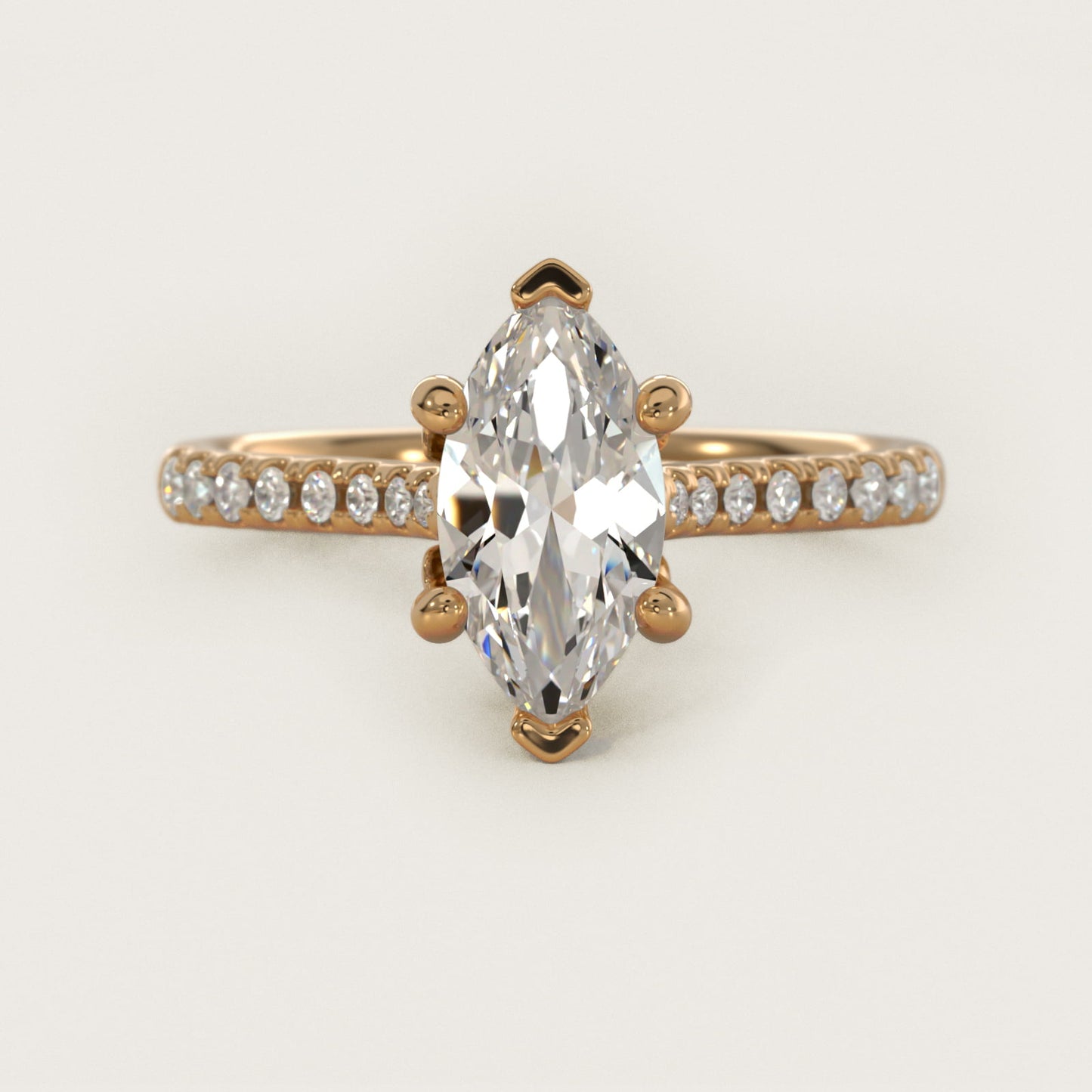 Petite Petal Diamond Engagement Ring in 18k Yellow Gold (1/10 ct. tw.) - Marquise Center