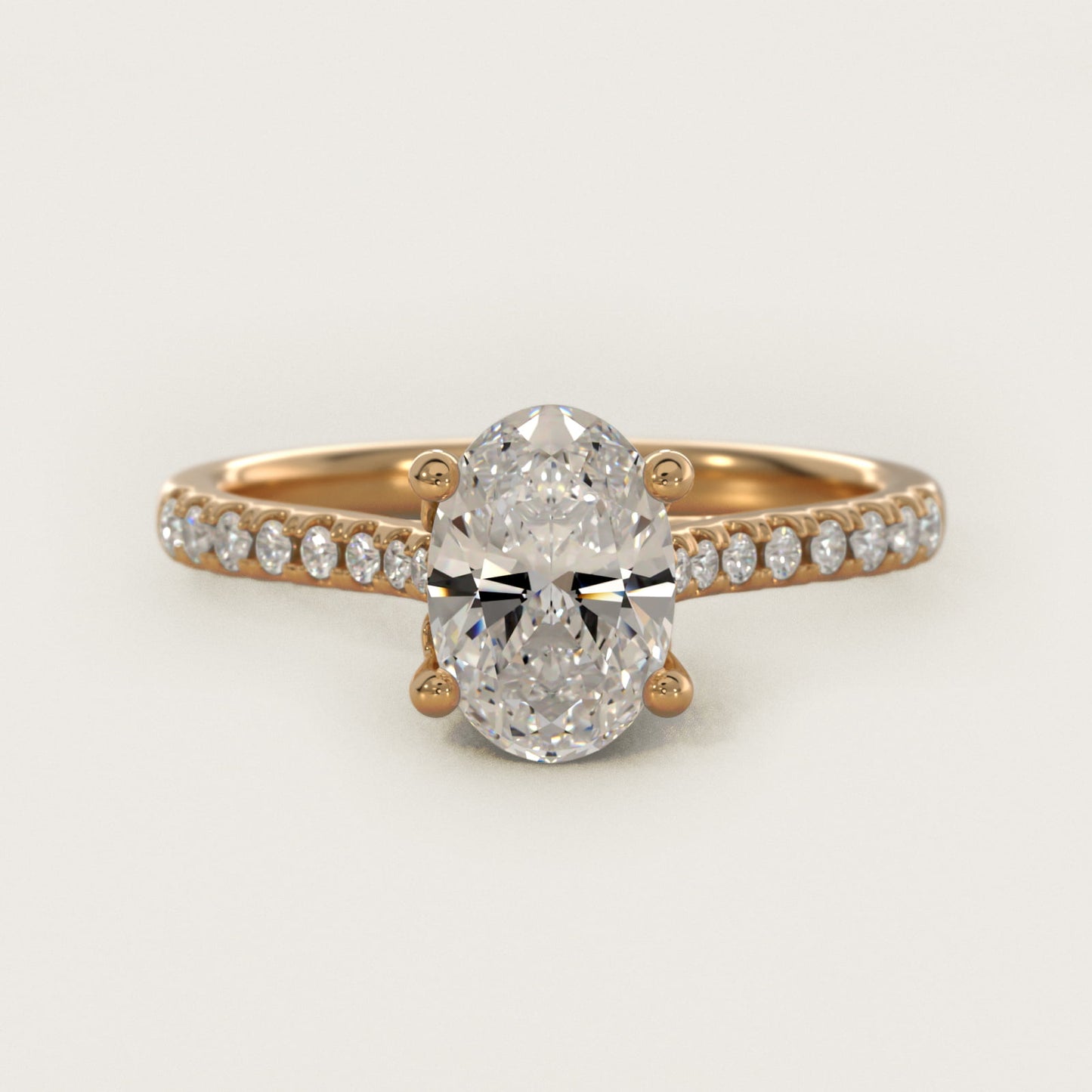 Petite Petal Diamond Engagement Ring in 14k Yellow Gold (1/10 ct. tw.) - Oval Center