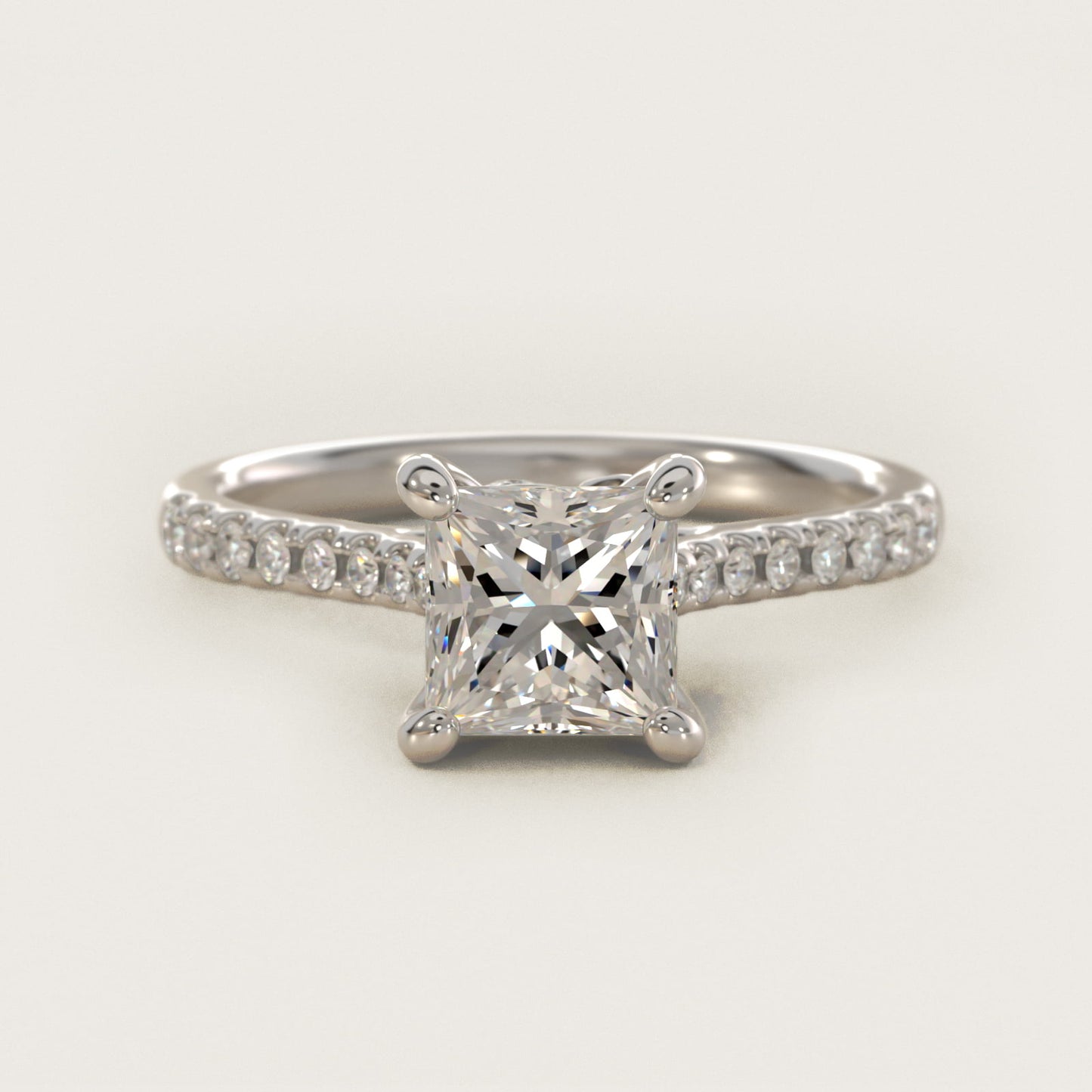 Petite Petal Diamond Engagement Ring in Platinum (1/10 ct. tw.) - Princess Center