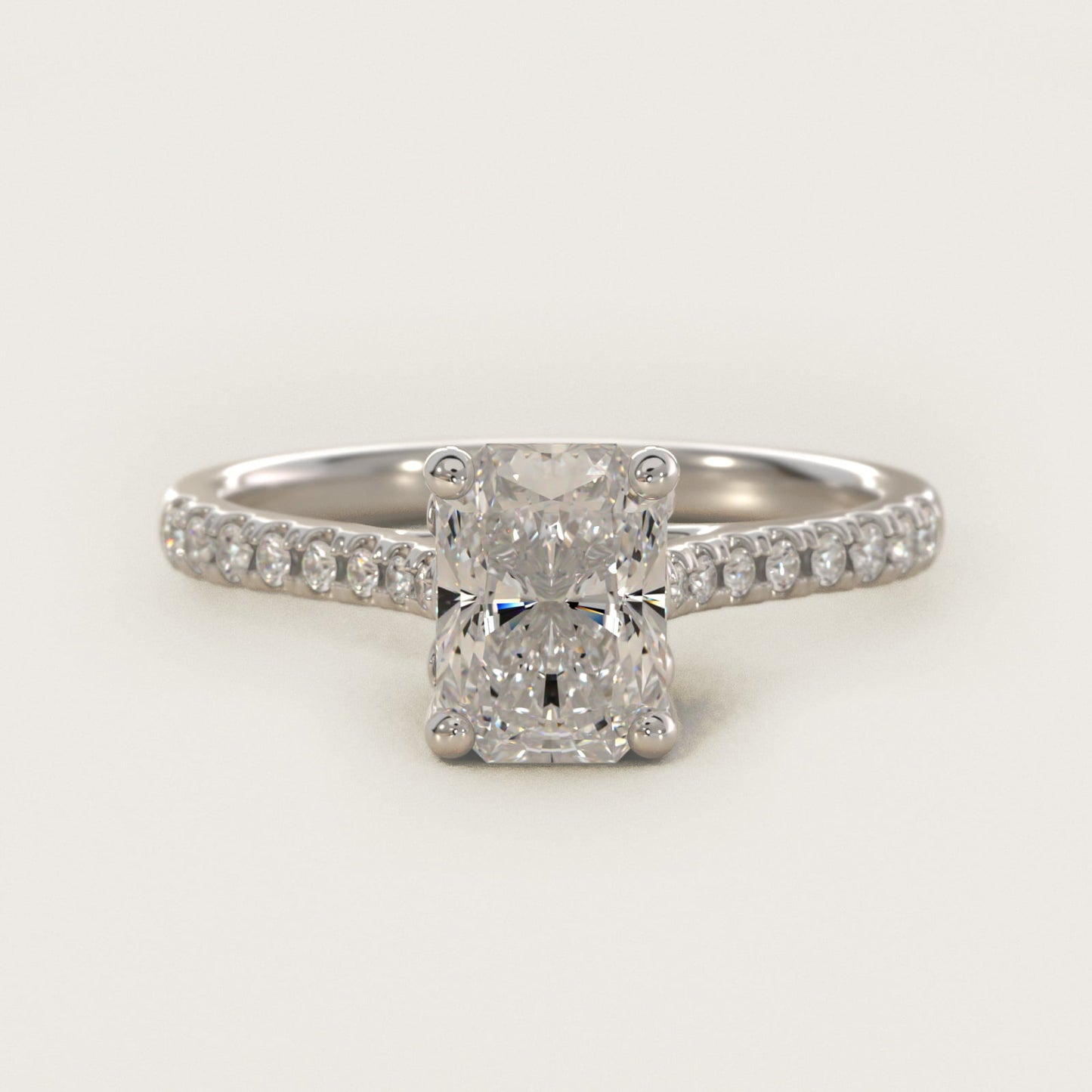 Petite Petal Diamond Engagement Ring in 14k White Gold (1/10 ct. tw.) - Radiant Center