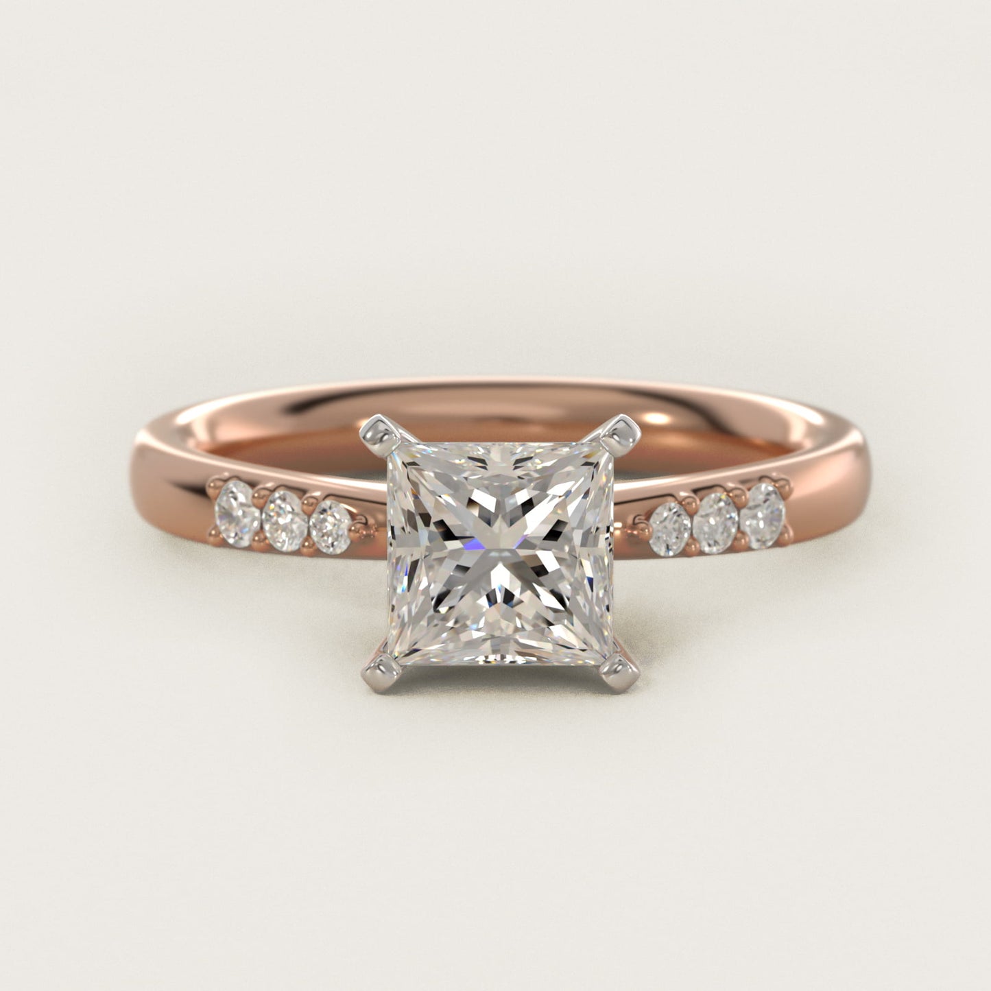 Petite Diamond Engagement Ring in 18k Rose Gold (1/10 ct. tw.) - Princess Center