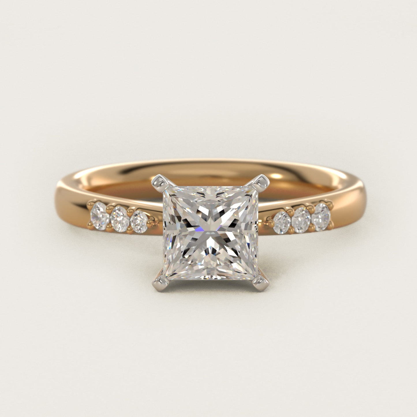 Petite Diamond Engagement Ring in 14k Yellow Gold (1/10 ct. tw.) - Princess Center