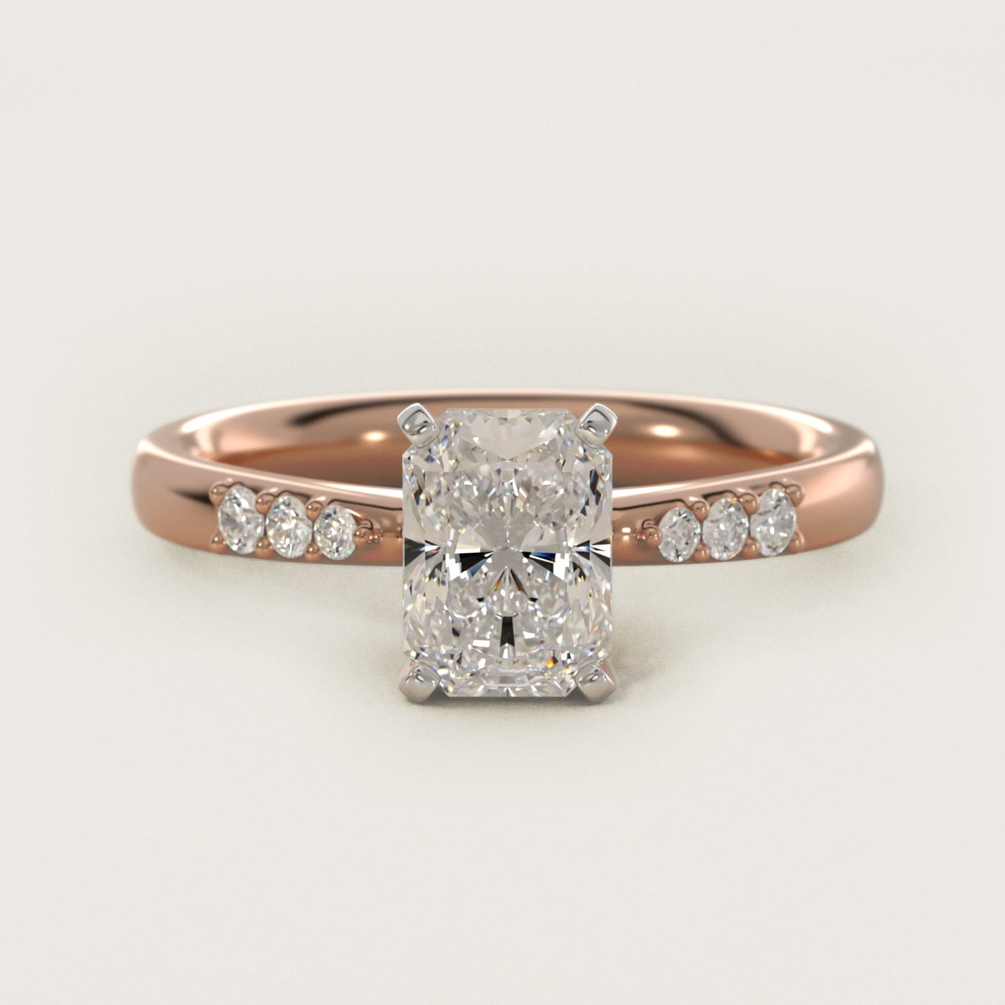 Petite Diamond Engagement Ring in 18k Rose Gold (1/10 ct. tw.) - Radiant Center