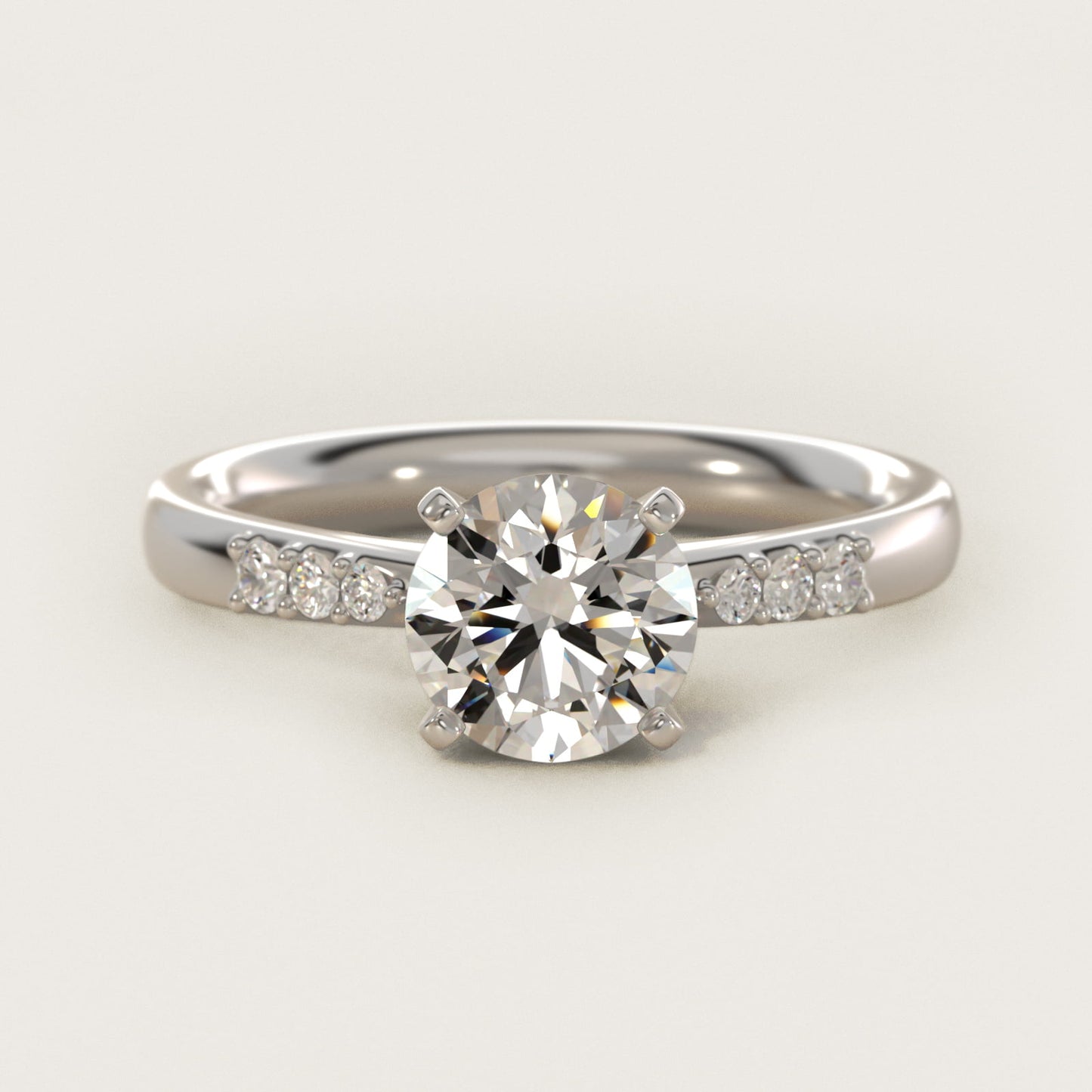 Petite Diamond Engagement Ring in 18k White Gold (1/10 ct. tw.) - Round Center