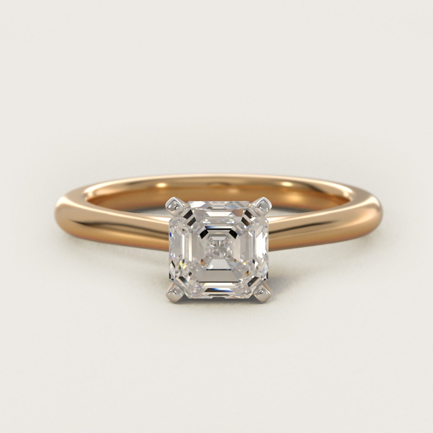 Petite Solitaire Engagement Ring in 18k Yellow Gold - Asscher Center