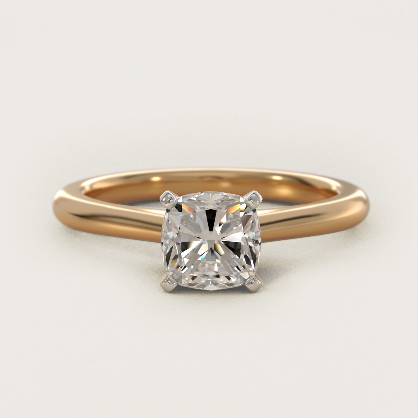 Petite Solitaire Engagement Ring in 18k Yellow Gold - Cushion Center