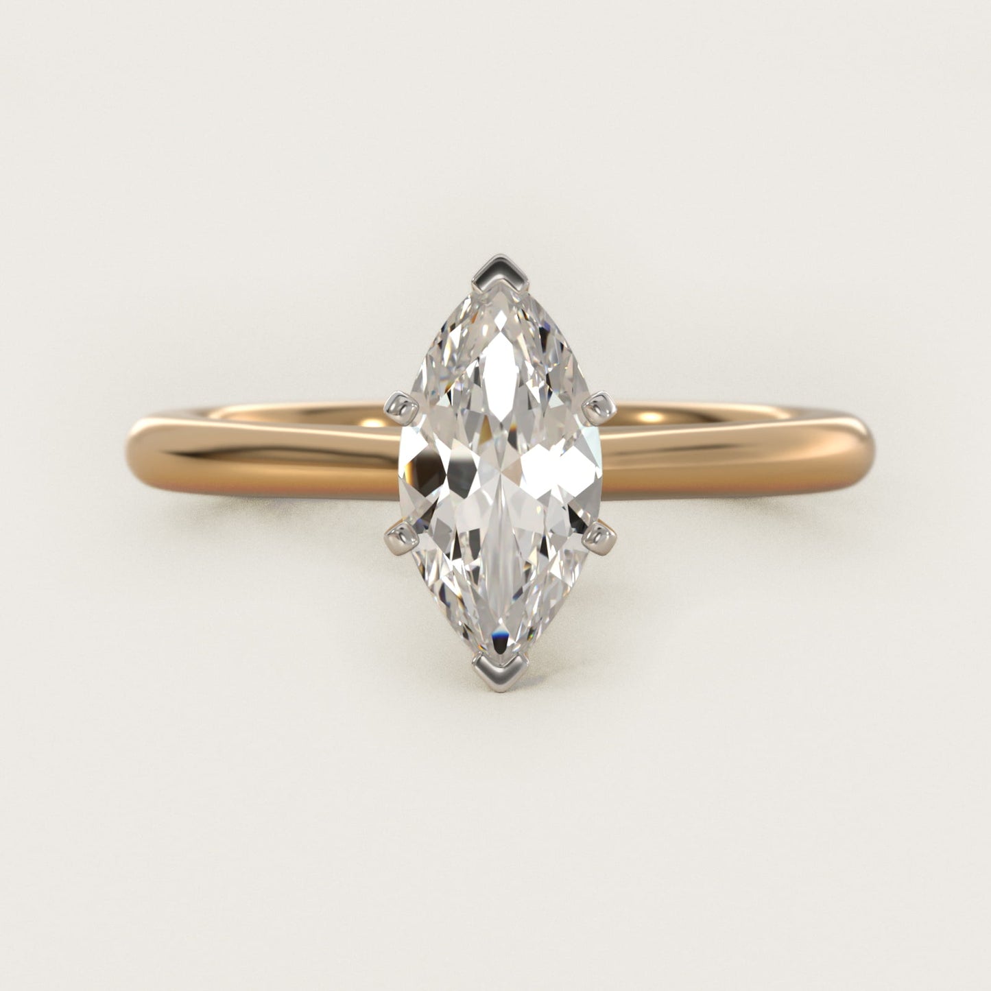 Petite Solitaire Engagement Ring in 18k Yellow Gold - Marquise Center