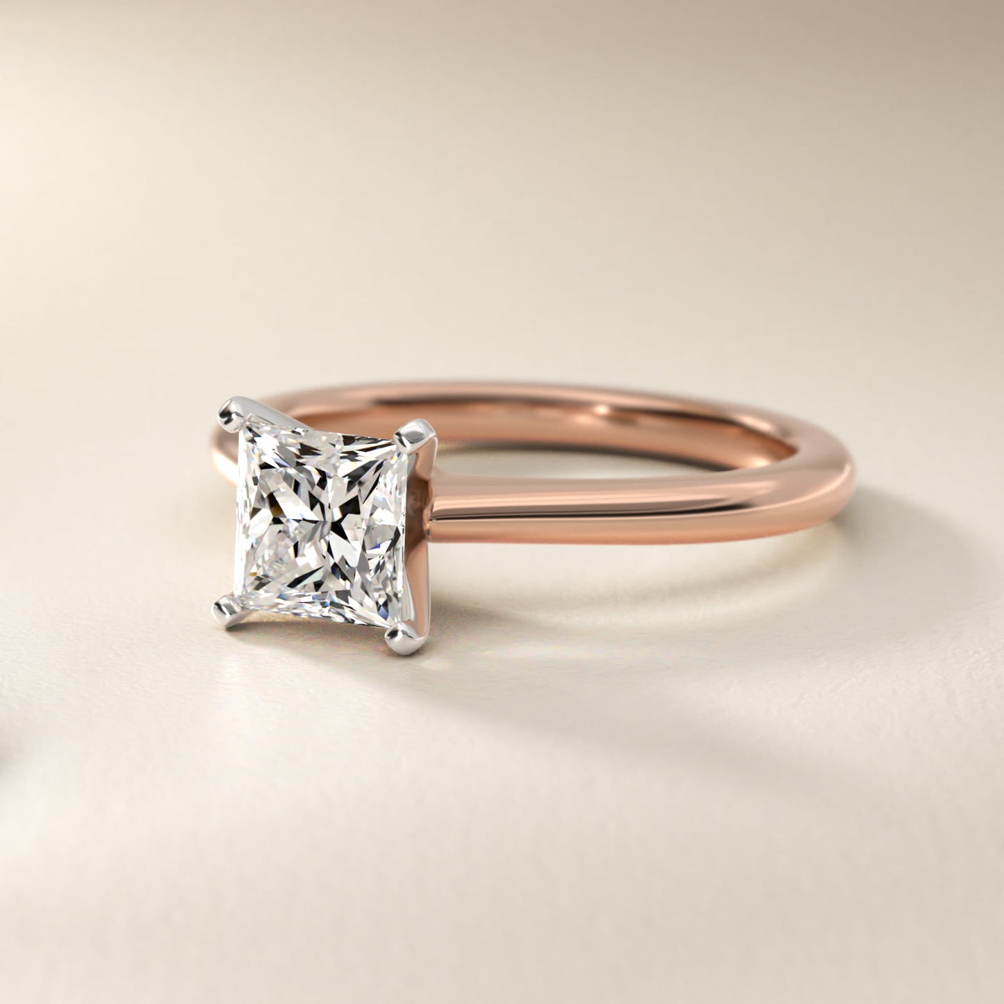 Petite Solitaire Engagement Ring in 14k Rose Gold - Princess Center