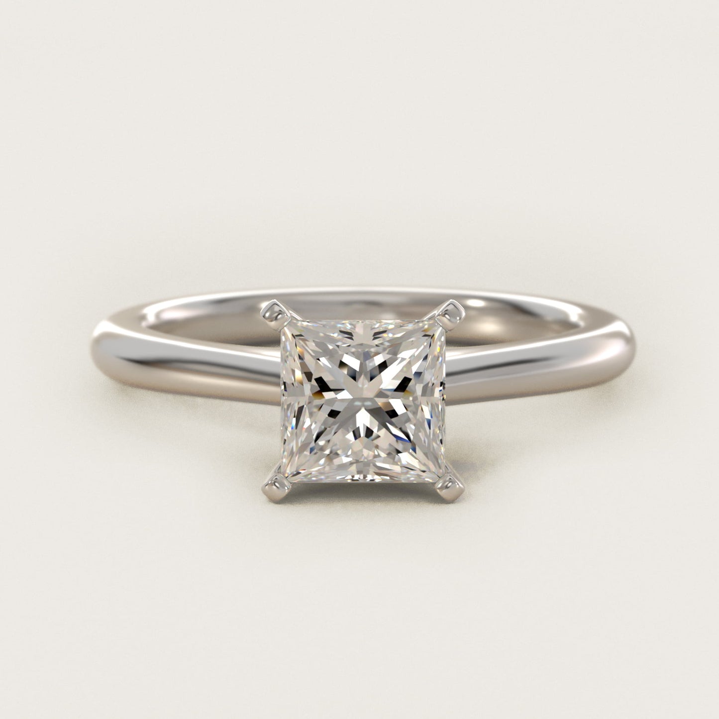 Petite Solitaire Engagement Ring in Platinum - Princess Center