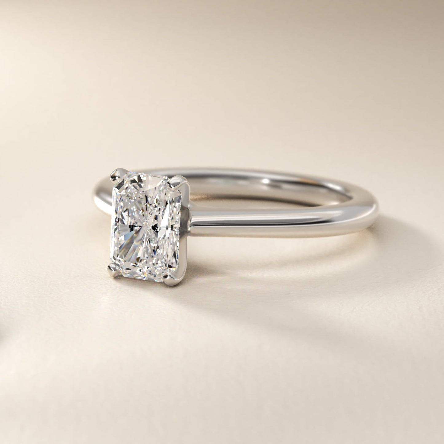 Petite Solitaire Engagement Ring in 14k White Gold - Radiant Center