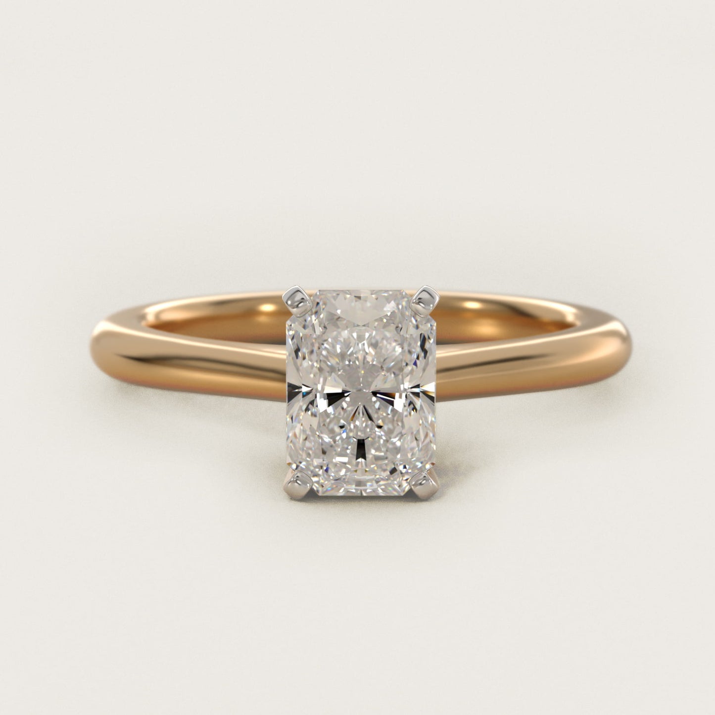 Petite Solitaire Engagement Ring in 18k Yellow Gold - Radiant Center