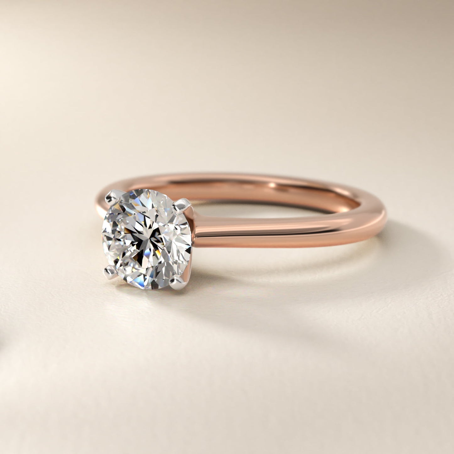 Petite Solitaire Engagement Ring in 18k Rose Gold - Round Center