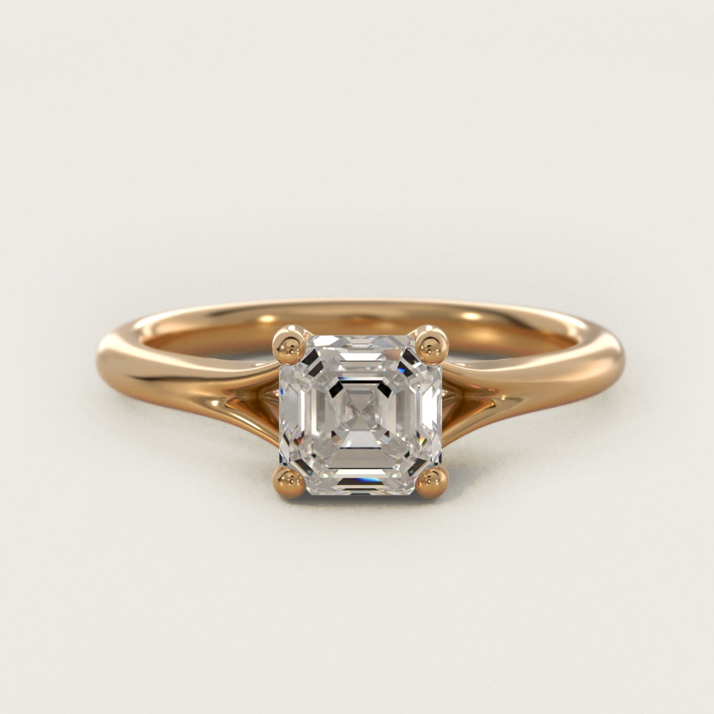 Petite Split Shank Solitaire in 14k Yellow Gold - Asscher Center