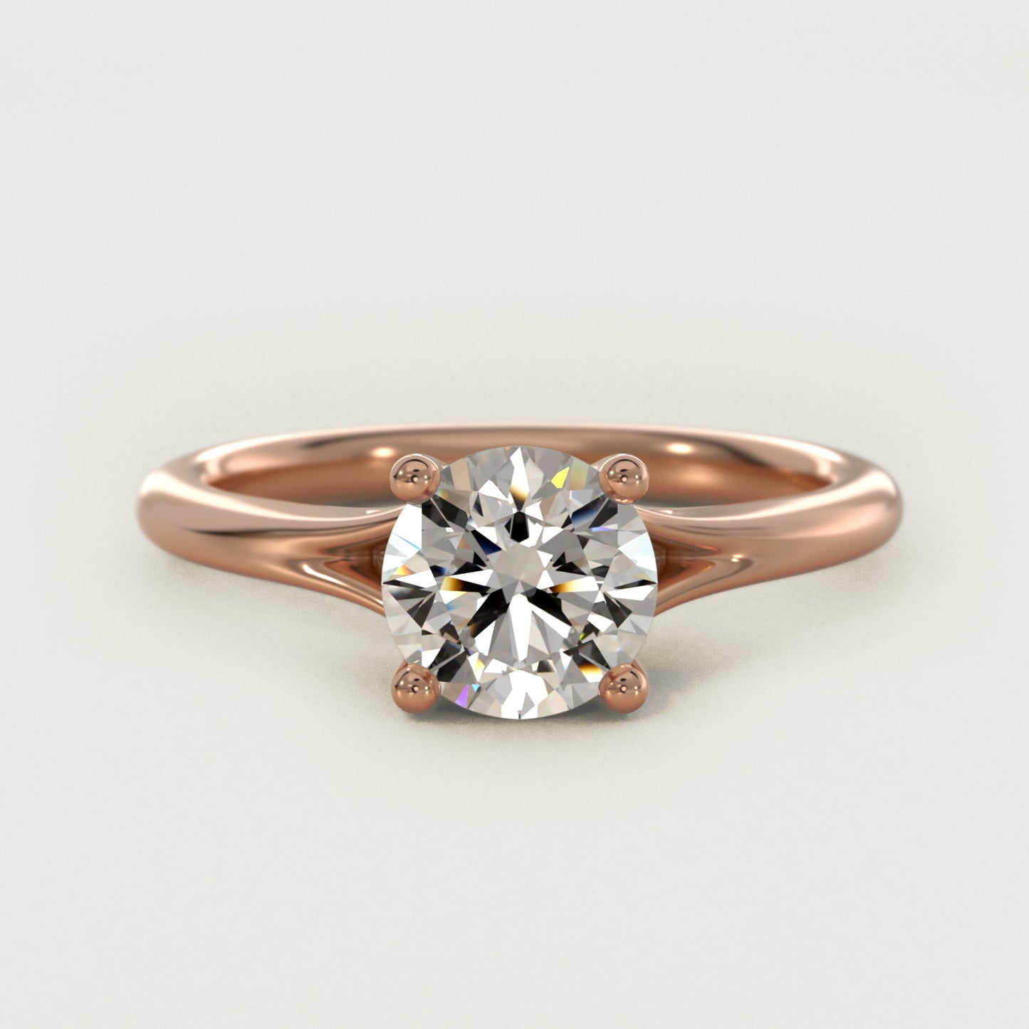 Petite Split Shank Solitaire in 18k Rose Gold - Round Center