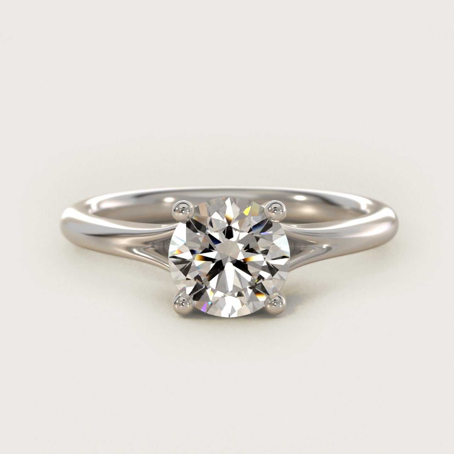 Petite Split Shank Solitaire in Platinum - Round Center