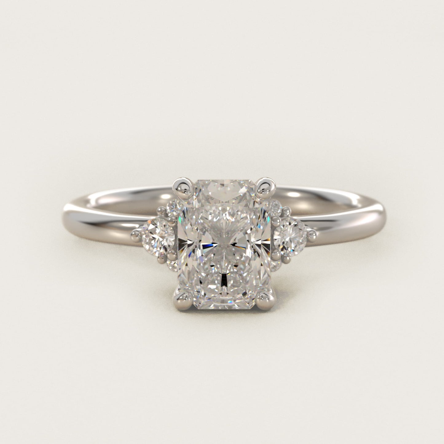Petite Three Diamond Engagement Ring in Platinum (1/10 ct. tw.) - Radiant Center