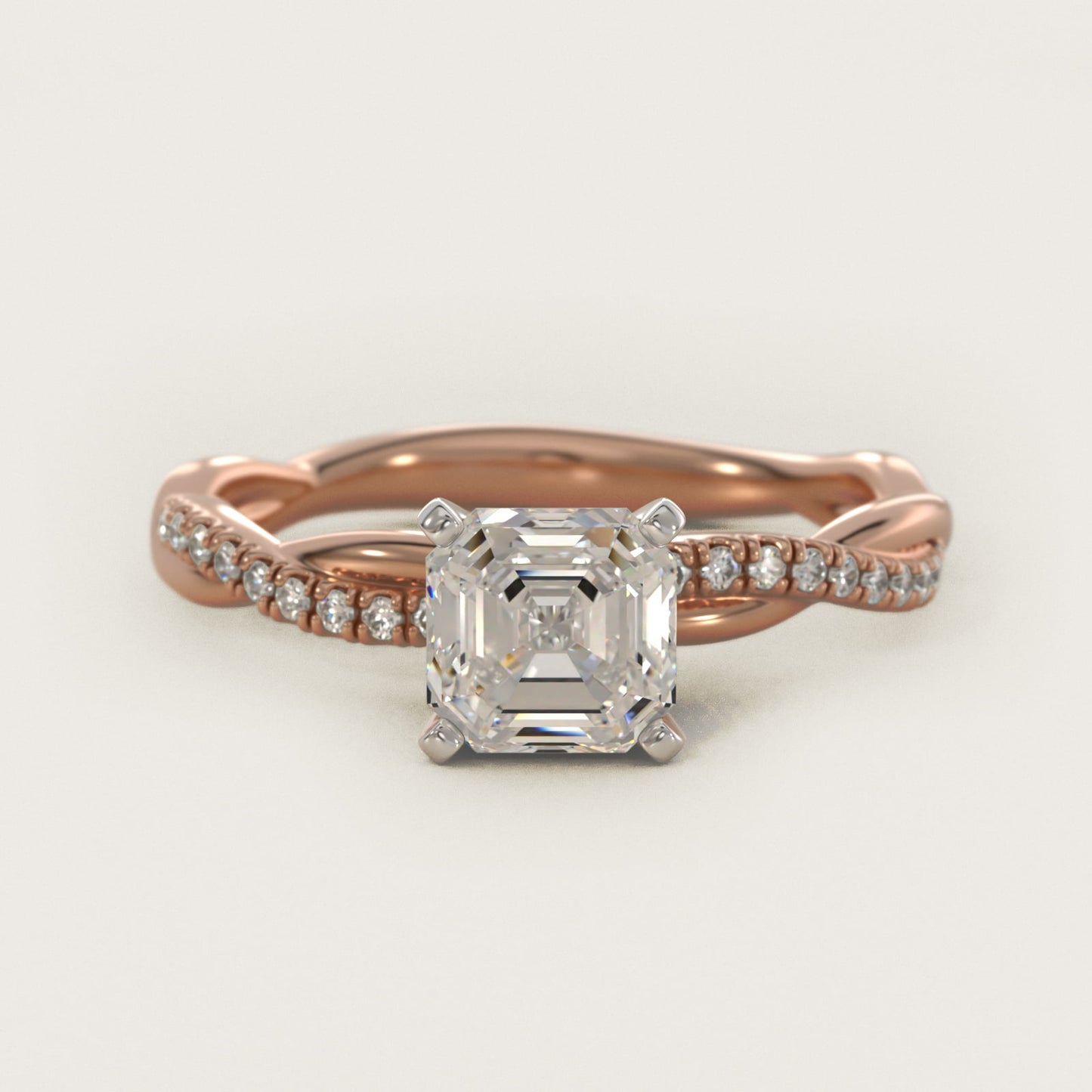 Petite Twist Diamond Engagement Ring in 18k Rose Gold (1/10 ct. tw.) - Asscher Center