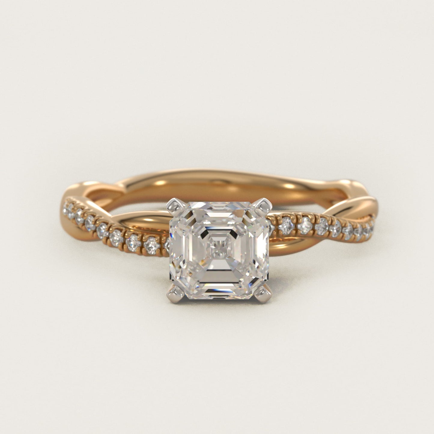 Petite Twist Diamond Engagement Ring in 14k Yellow Gold (1/10 ct. tw.) - Asscher Center