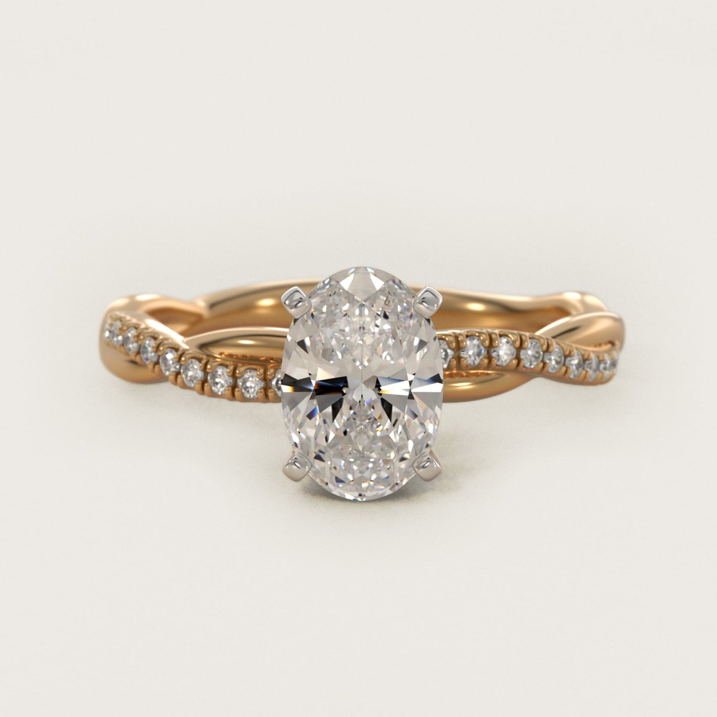 Petite Twist Diamond Engagement Ring in 14k Yellow Gold (1/10 ct. tw.) - Oval Center