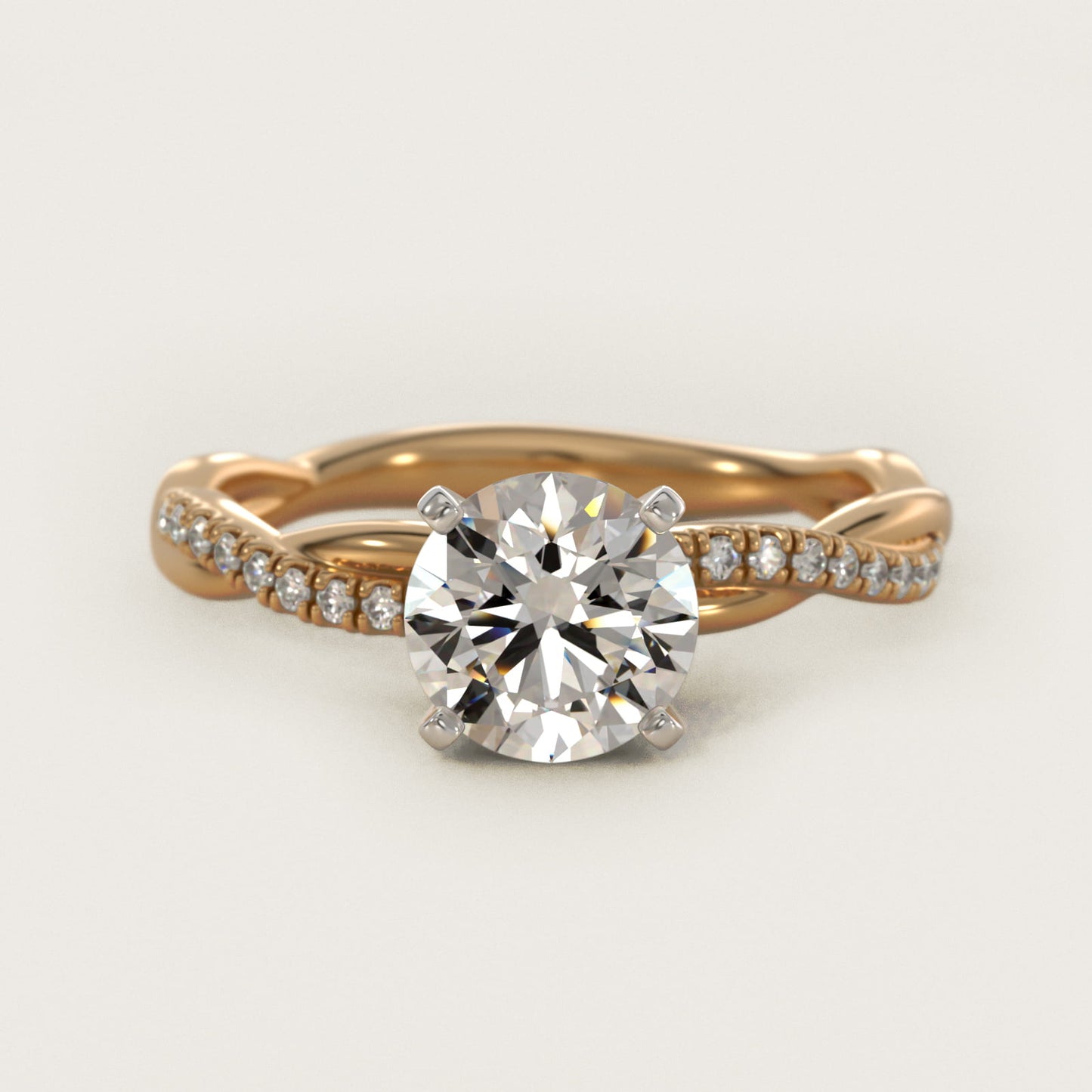Petite Twist Diamond Engagement Ring in 14k Yellow Gold (1/10 ct. tw.) - Round Center