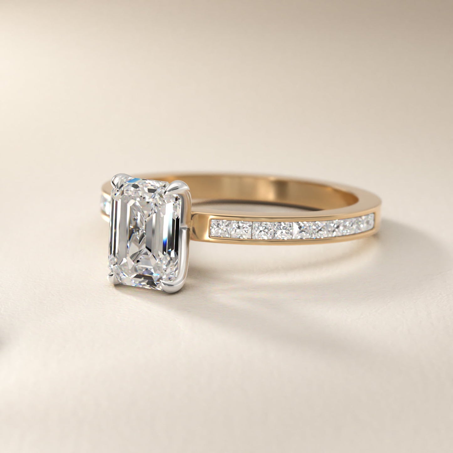 Engagement Ring With Channel Set Princess Cut Diamonds In 14K Yellow Gold By James Allen - Emerald Center