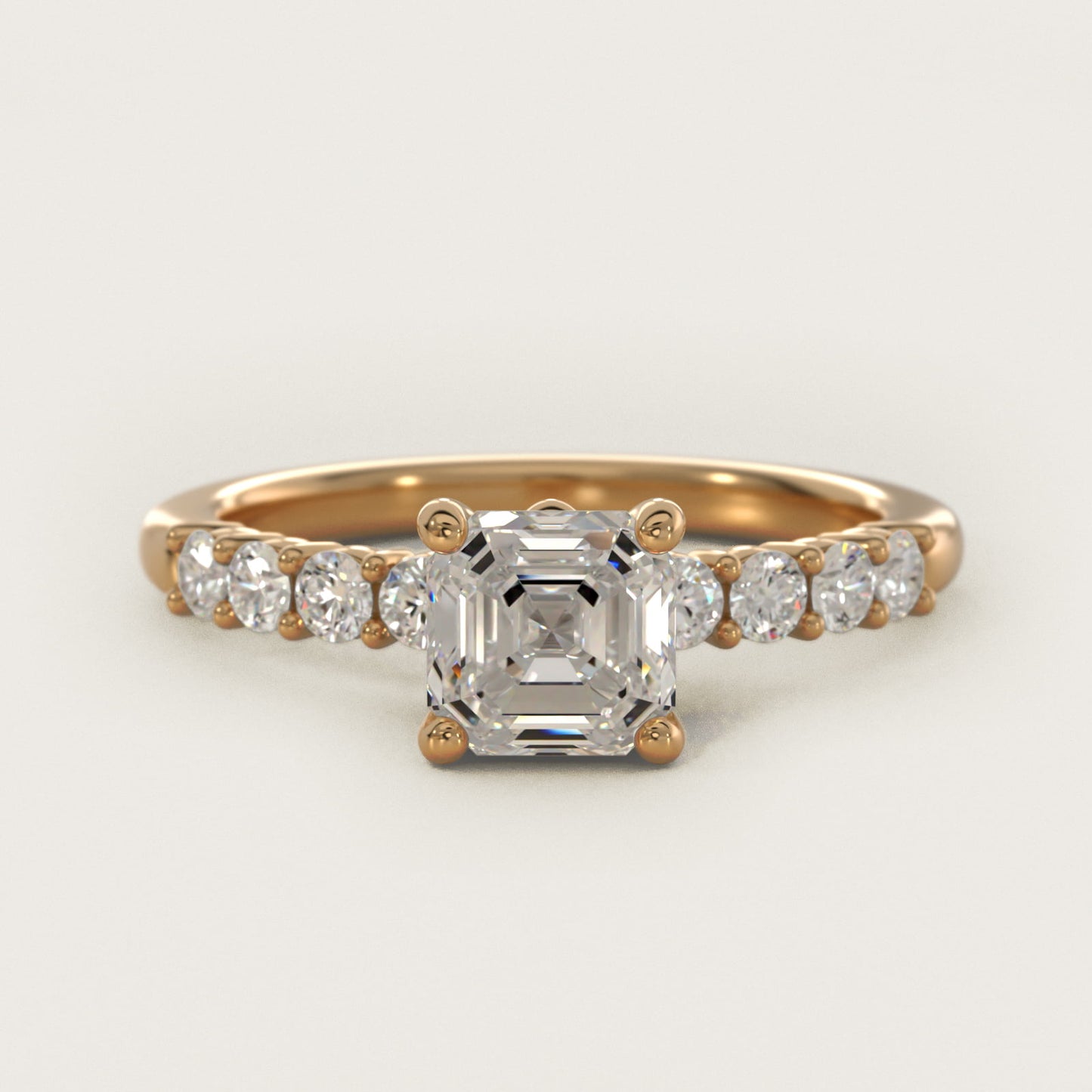 Prong Set Side Stone Diamond Engagement Ring In 14K Yellow Gold By James Allen - Asscher Center