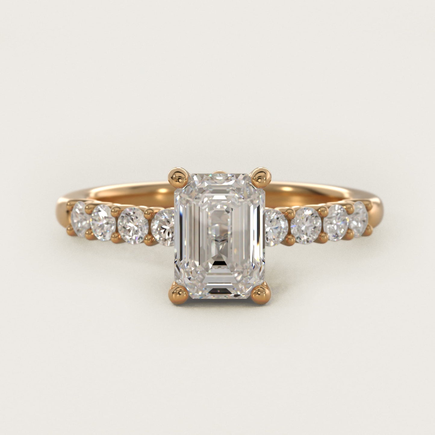 Prong Set Side Stone Diamond Engagement Ring In 14K Yellow Gold By James Allen - Emerald Center