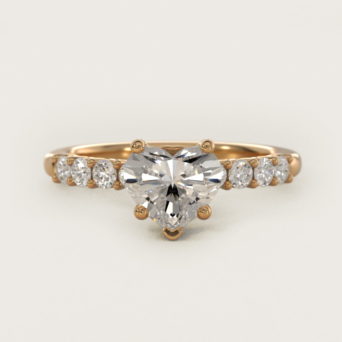 Prong Set Side Stone Diamond Engagement Ring In 18k Yellow Gold By James Allen - Heart Center