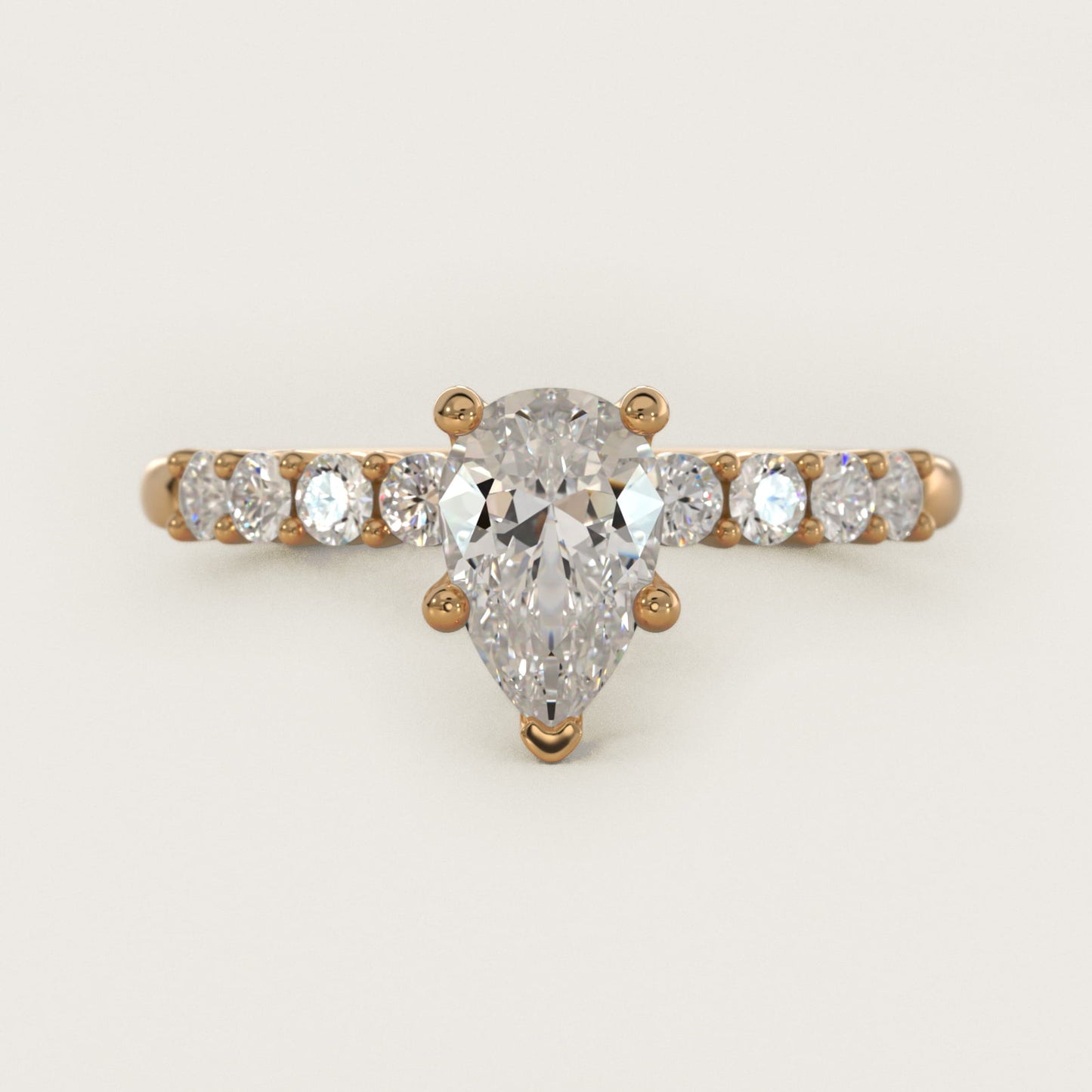 Prong Set Side Stone Diamond Engagement Ring In 14K Yellow Gold By James Allen - Pear Center