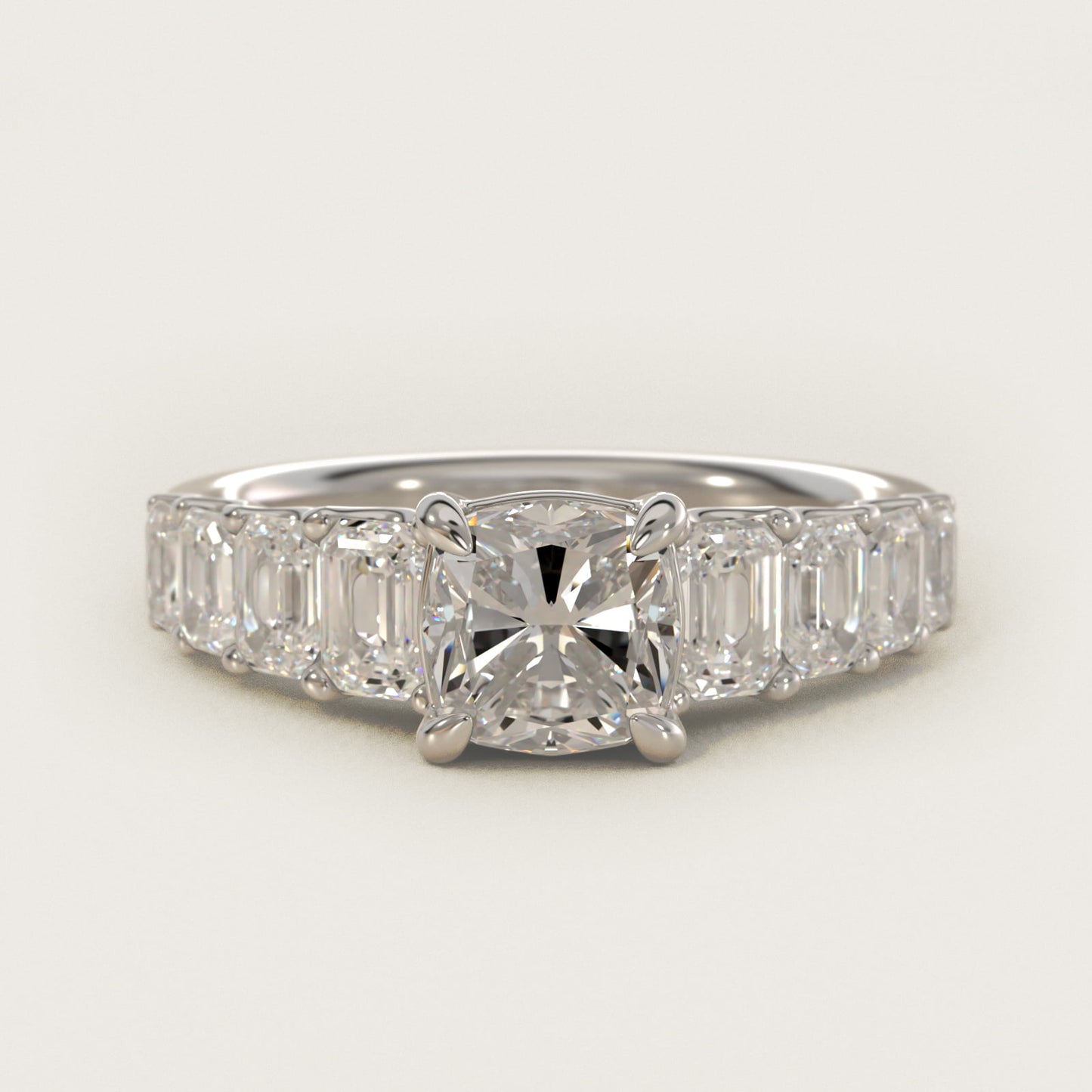 Radiant-Cut Diamond Engagement Ring in 14k White Gold - Cushion Center