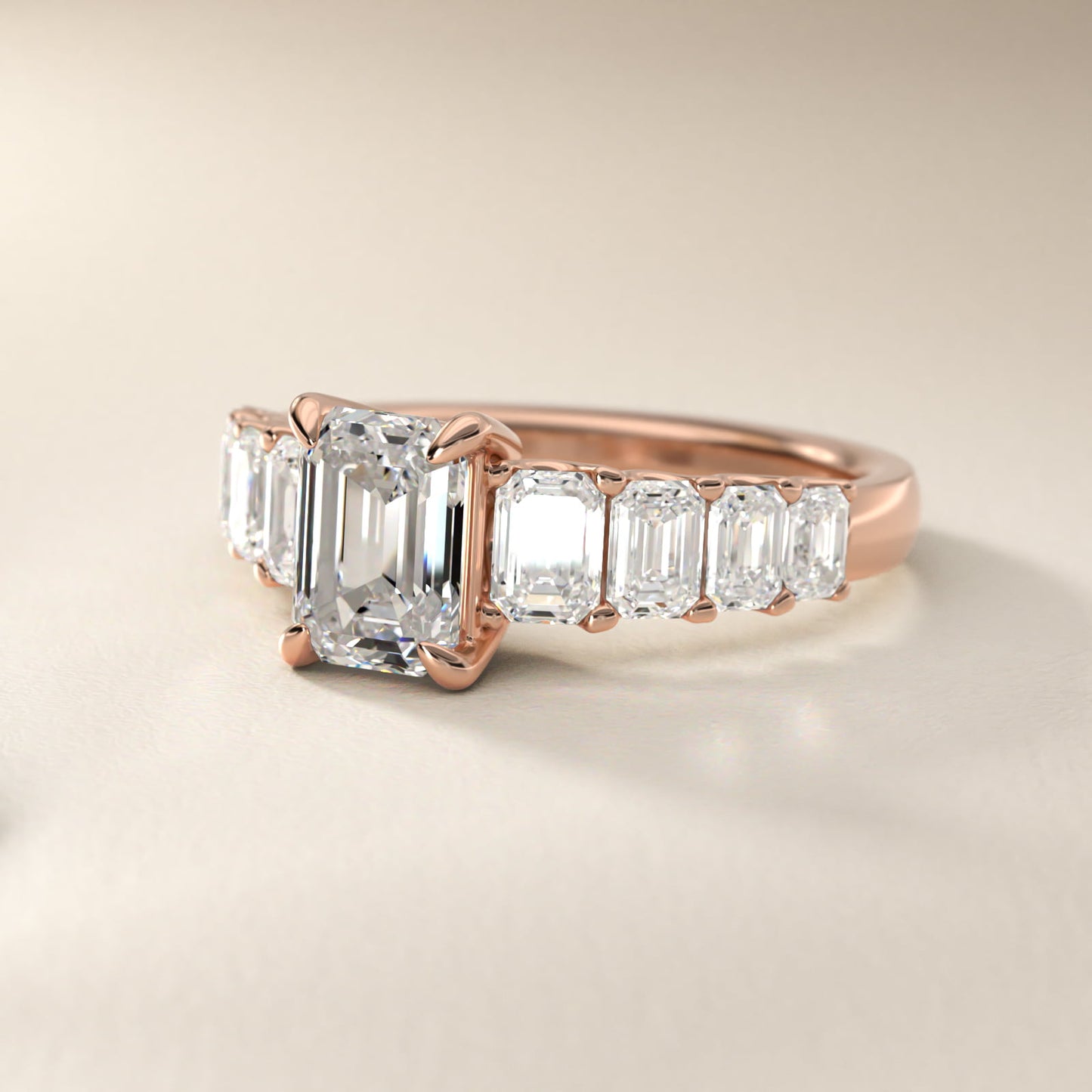Radiant-Cut Diamond Engagement Ring in 14k Rose Gold - Emerald Center