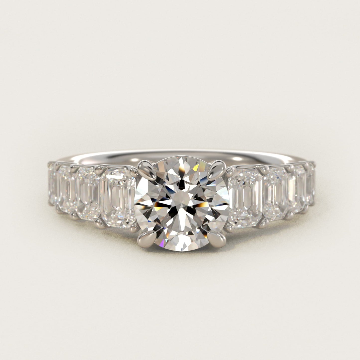 Radiant-Cut Diamond Engagement Ring in Platinum - Round Center