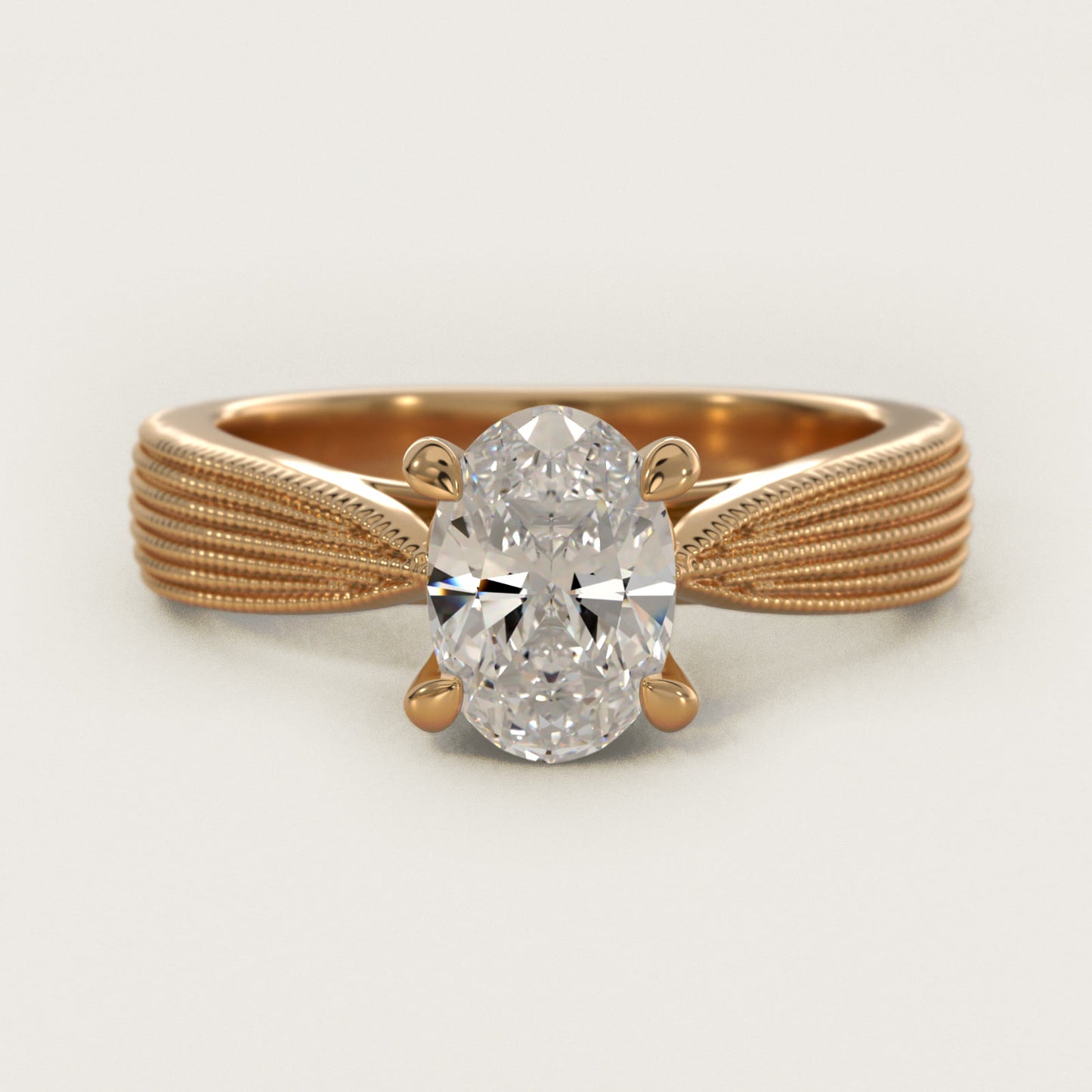 Reverse Taper Modern Milgrain Solitaire Engagement Ring In 18k Yellow Gold By James Allen - Oval Center